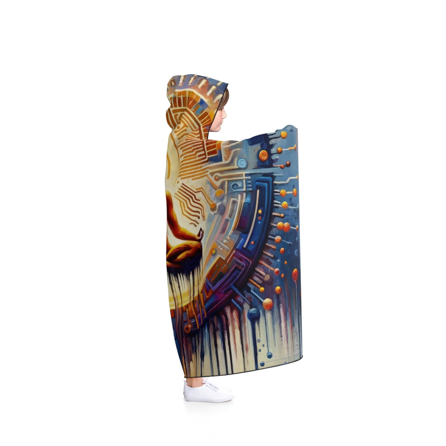 Meditative Technological Fusion Hooded Blanket - ATUH.ART