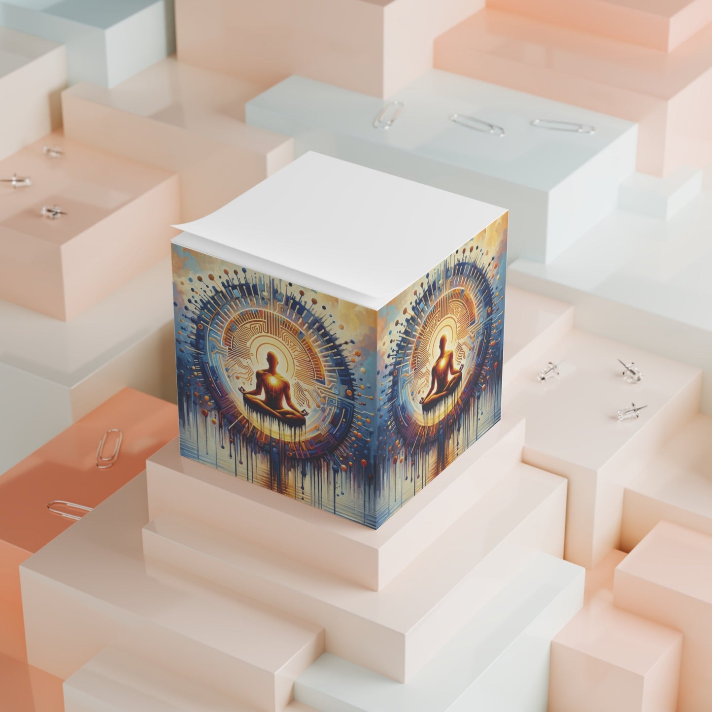 Meditative Technological Fusion Note Cube - ATUH.ART