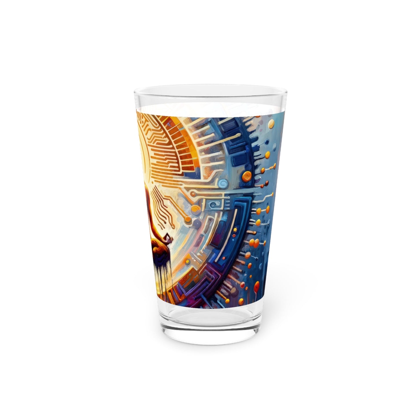 Meditative Technological Fusion Pint Glass, 16oz - ATUH.ART