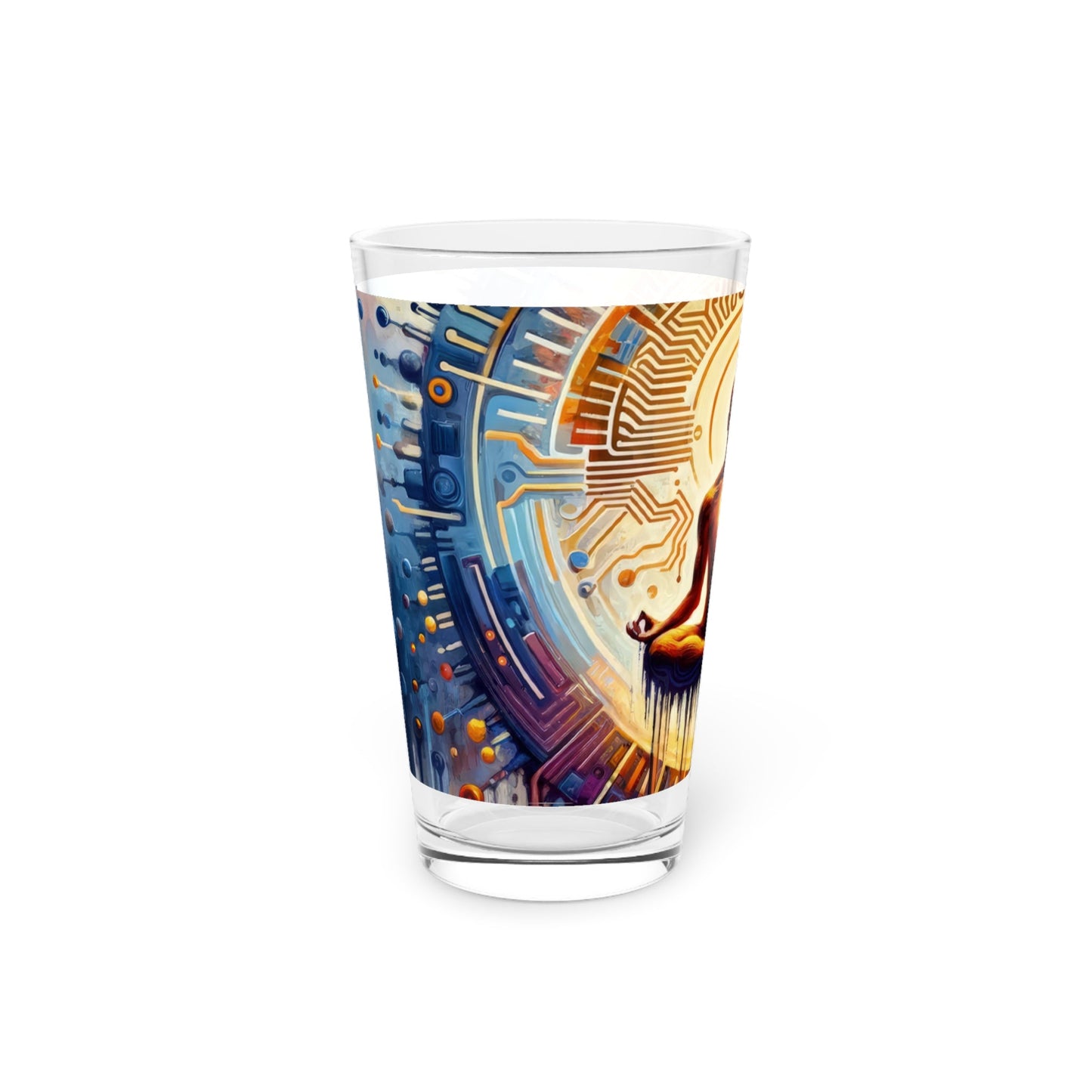 Meditative Technological Fusion Pint Glass, 16oz - ATUH.ART