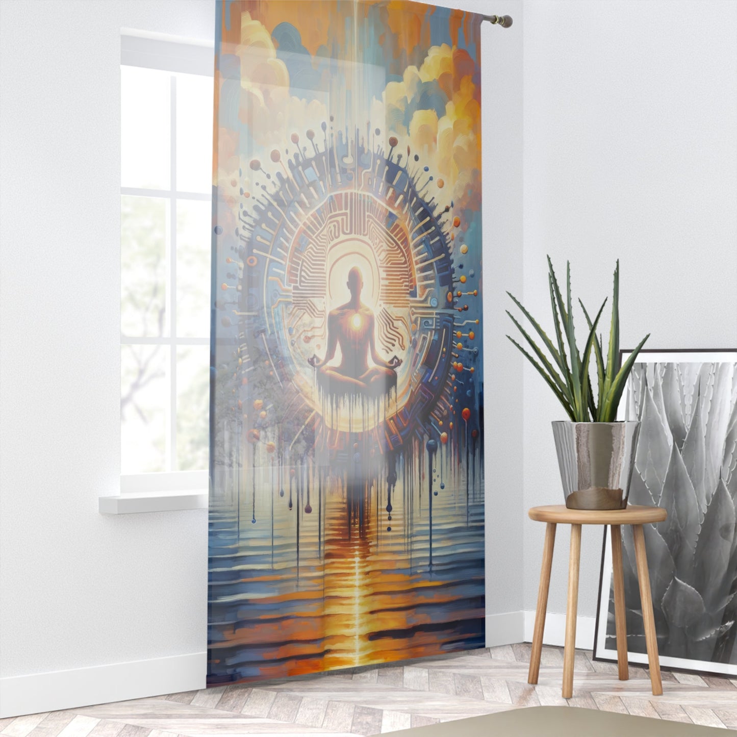 Meditative Technological Fusion Window Curtain - ATUH.ART