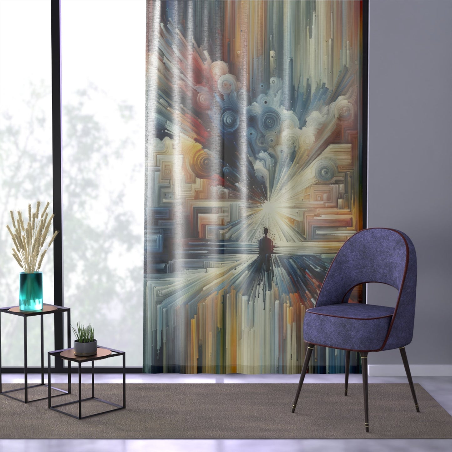 Memory Labyrinth Focus Window Curtain - ATUH.ART
