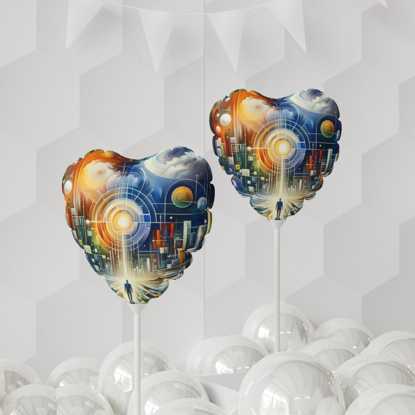 Mindful Megabyte Convergence Balloon (Round and Heart-shaped), 11" - ATUH.ART