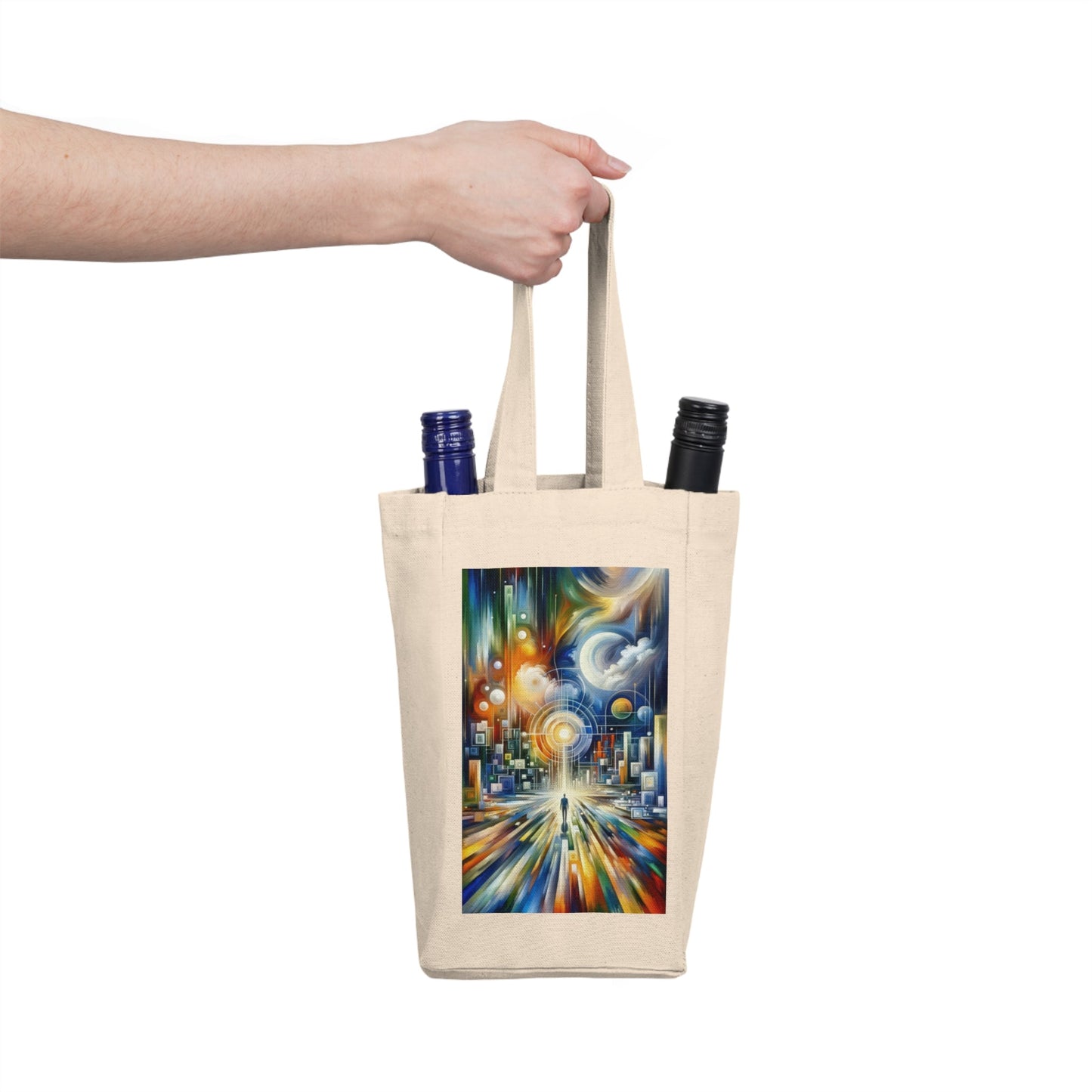 Mindful Megabyte Convergence Double Wine Tote Bag - ATUH.ART