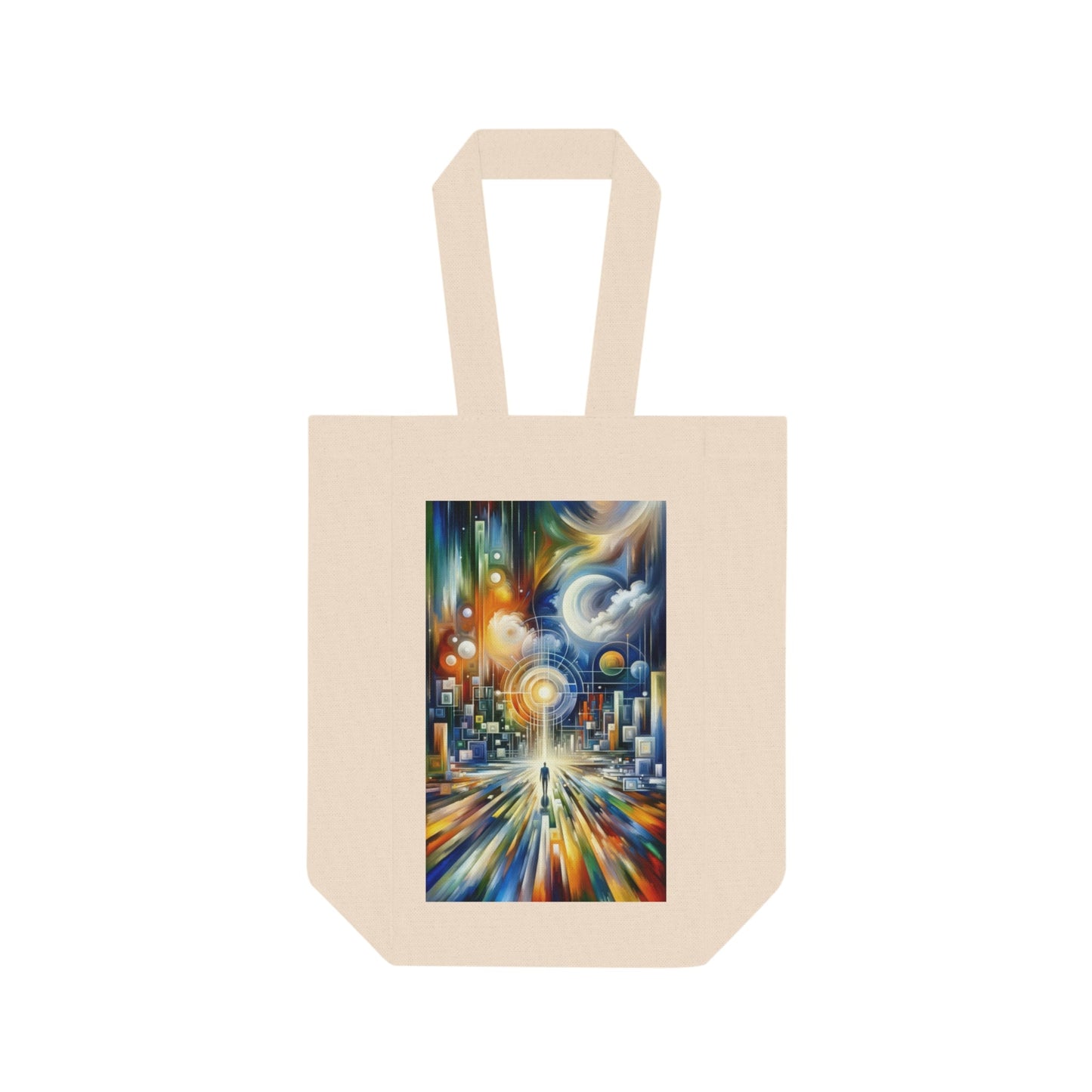 Mindful Megabyte Convergence Double Wine Tote Bag - ATUH.ART