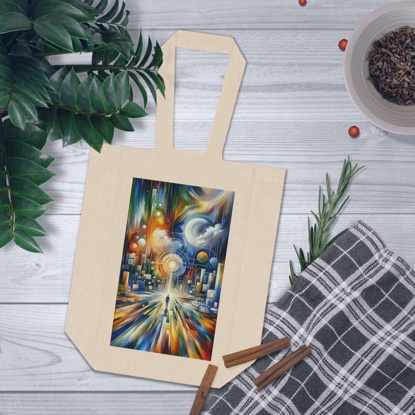 Mindful Megabyte Convergence Double Wine Tote Bag - ATUH.ART