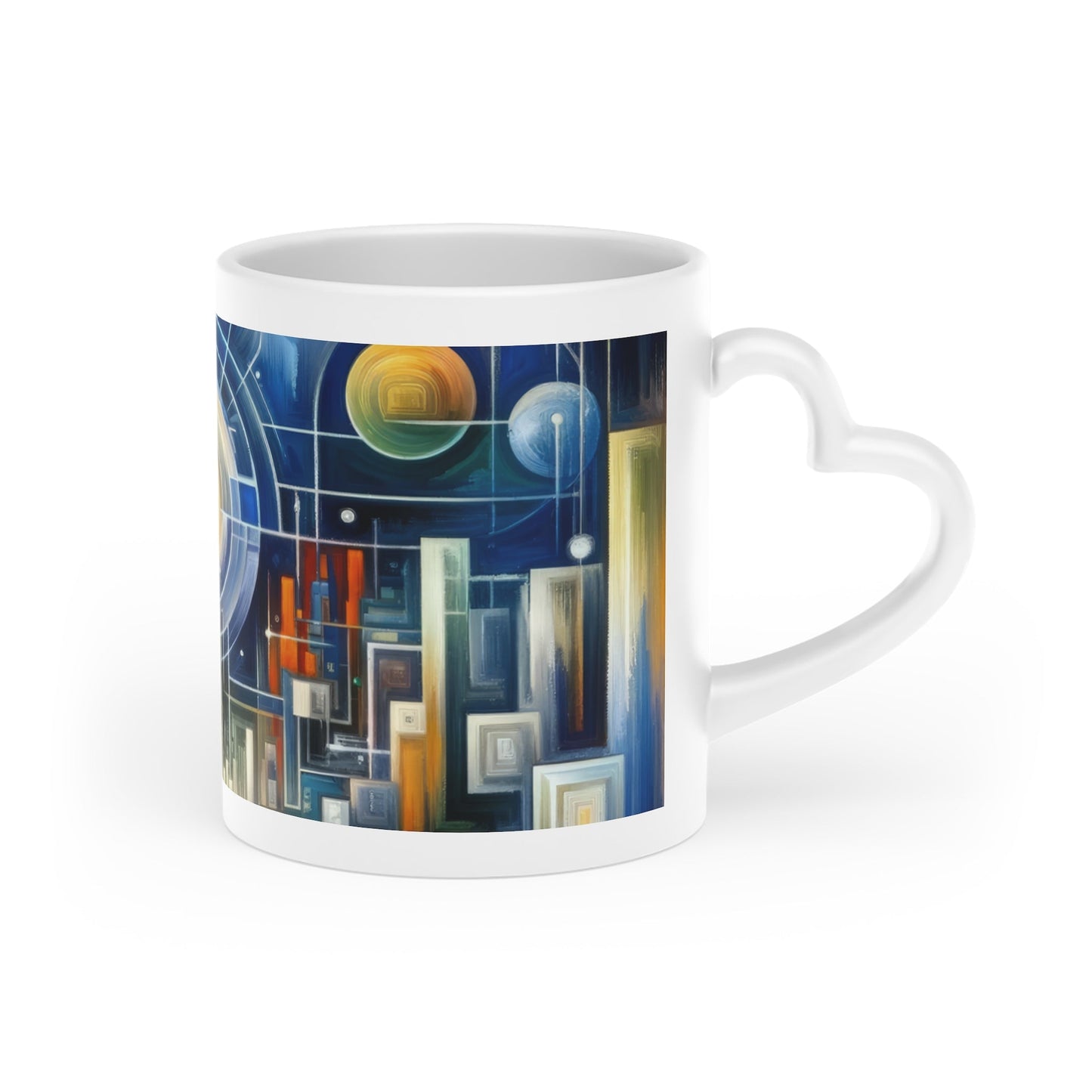 Mindful Megabyte Convergence Heart-Shaped Mug - ATUH.ART