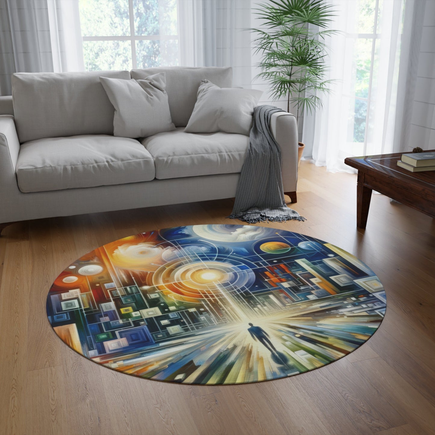 Mindful Megabyte Convergence Round Rug - ATUH.ART