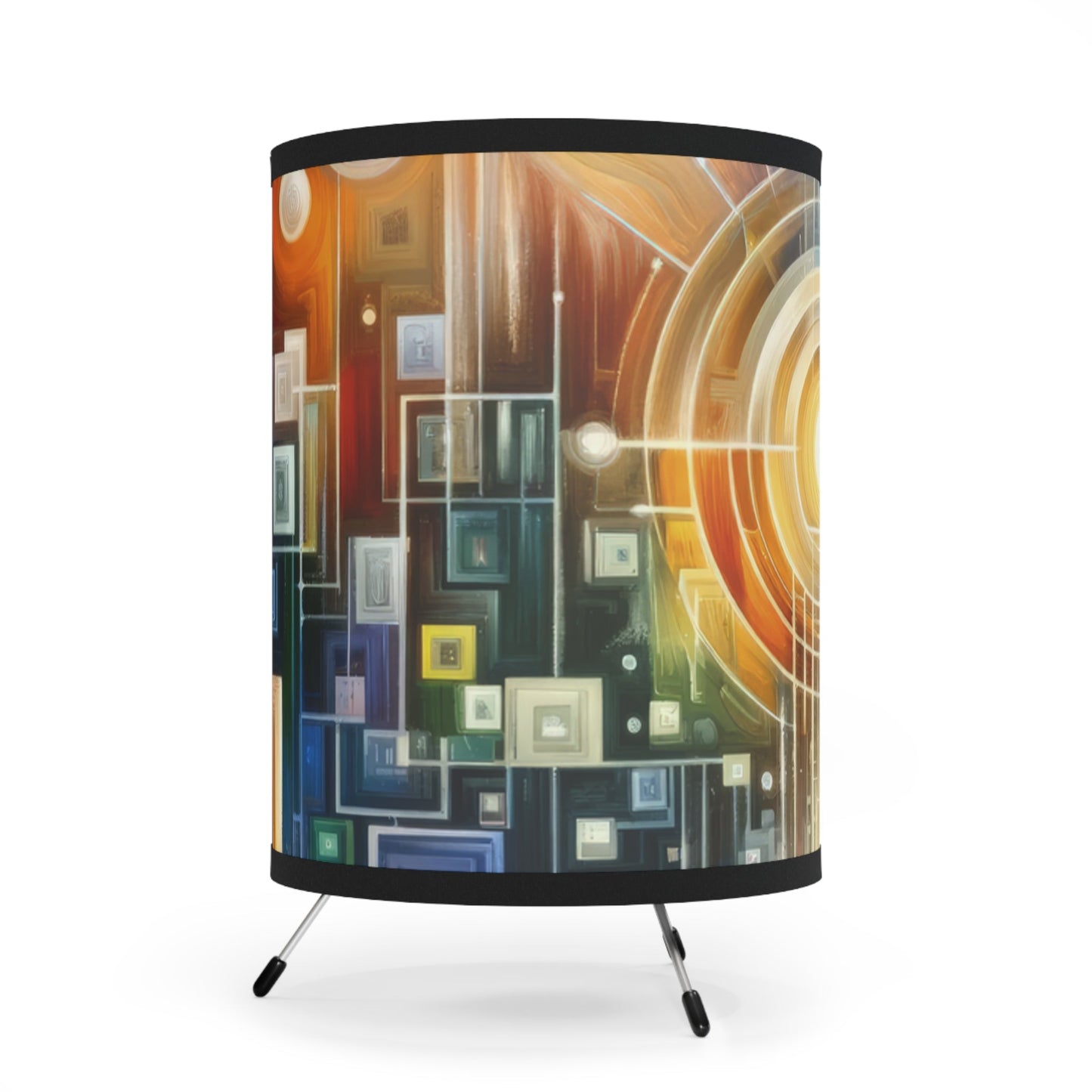 Mindful Megabyte Convergence Tripod Lamp with High-Res Printed Shade, US\CA plug - ATUH.ART