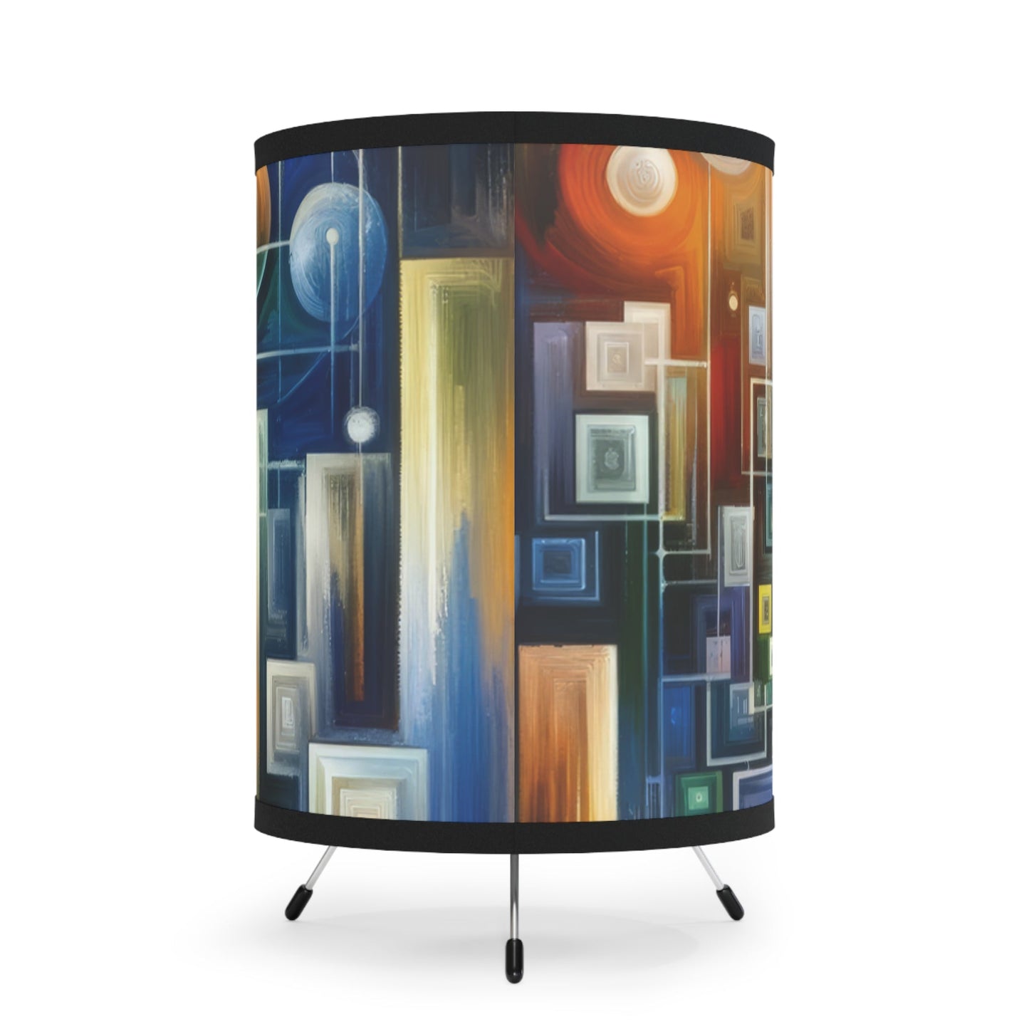 Mindful Megabyte Convergence Tripod Lamp with High-Res Printed Shade, US\CA plug - ATUH.ART
