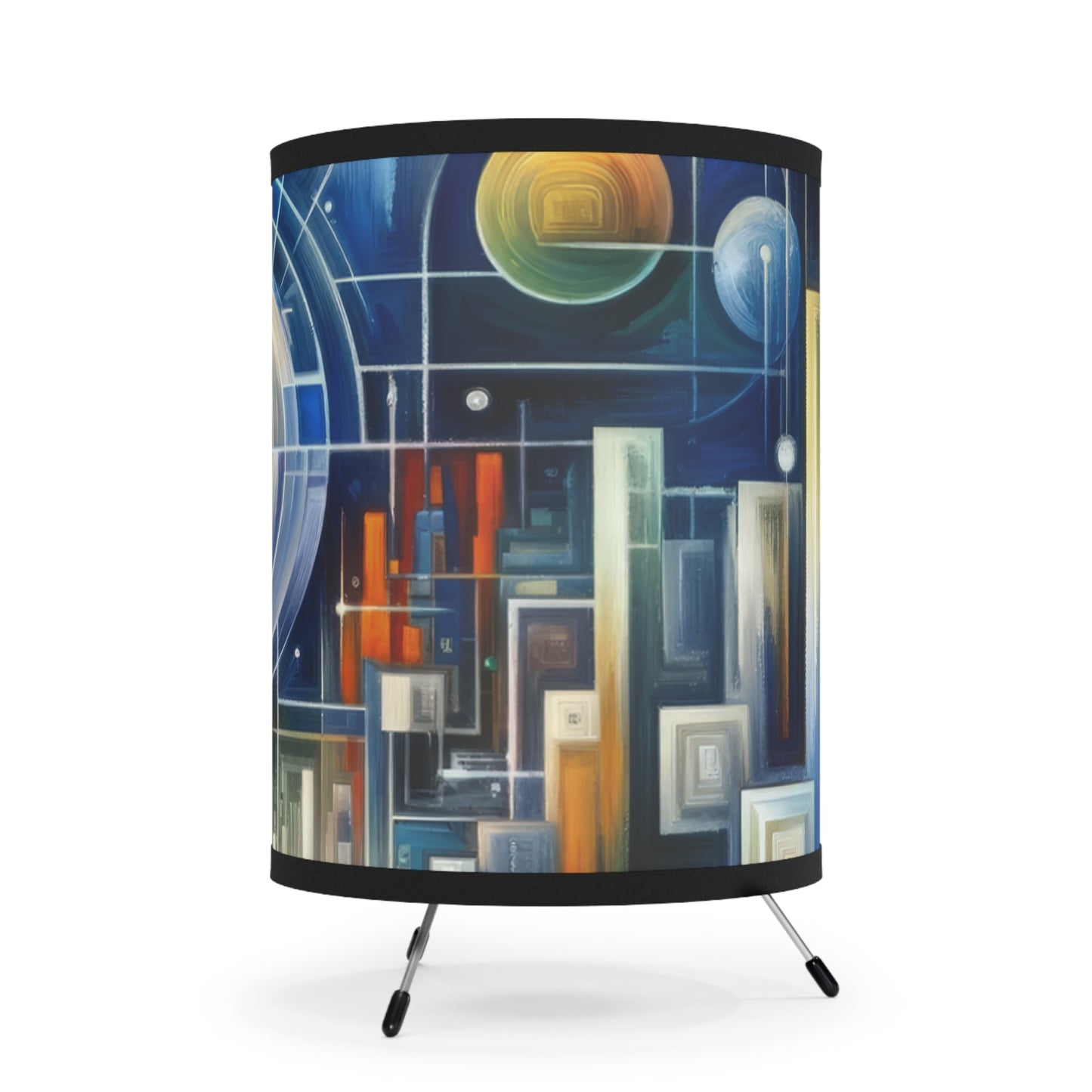 Mindful Megabyte Convergence Tripod Lamp with High-Res Printed Shade, US\CA plug - ATUH.ART