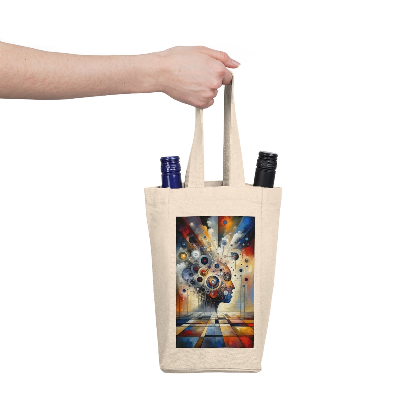 Mindful Tachism Engagement Double Wine Tote Bag - ATUH.ART