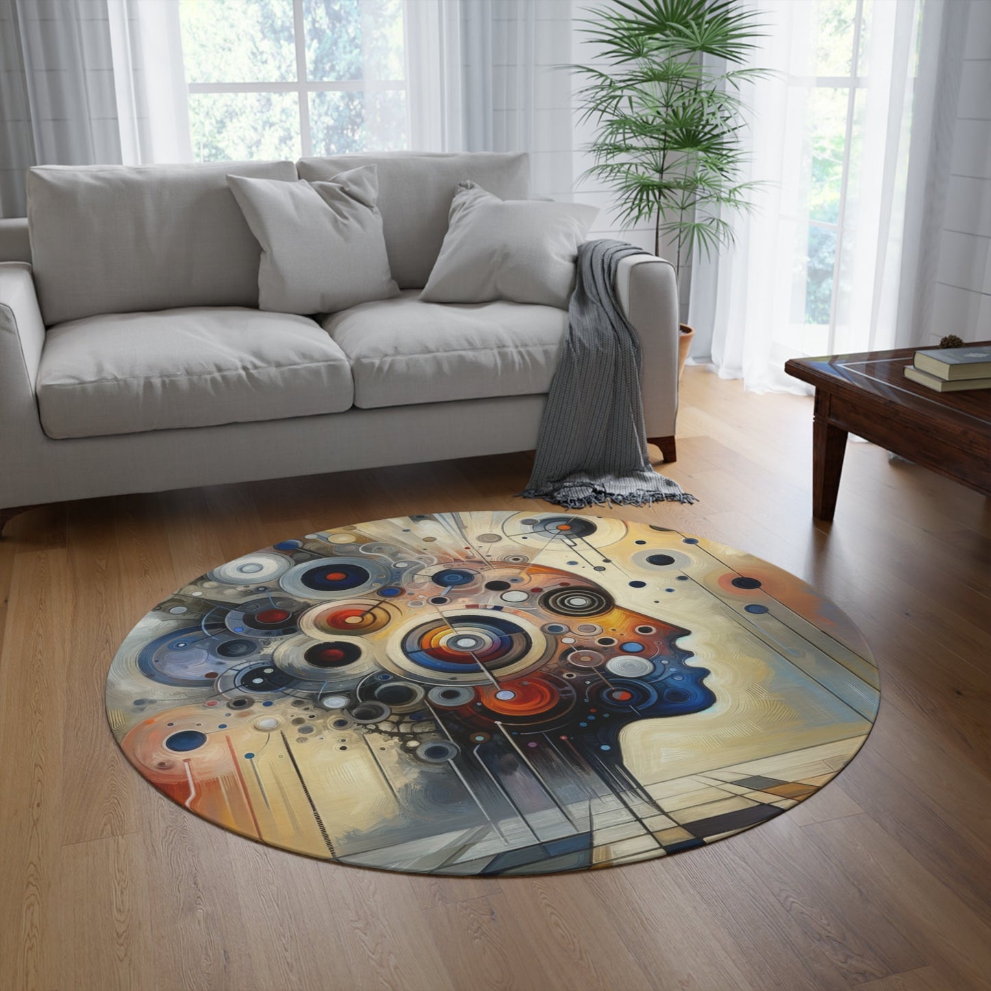 Mindful Tachism Engagement Round Rug - ATUH.ART