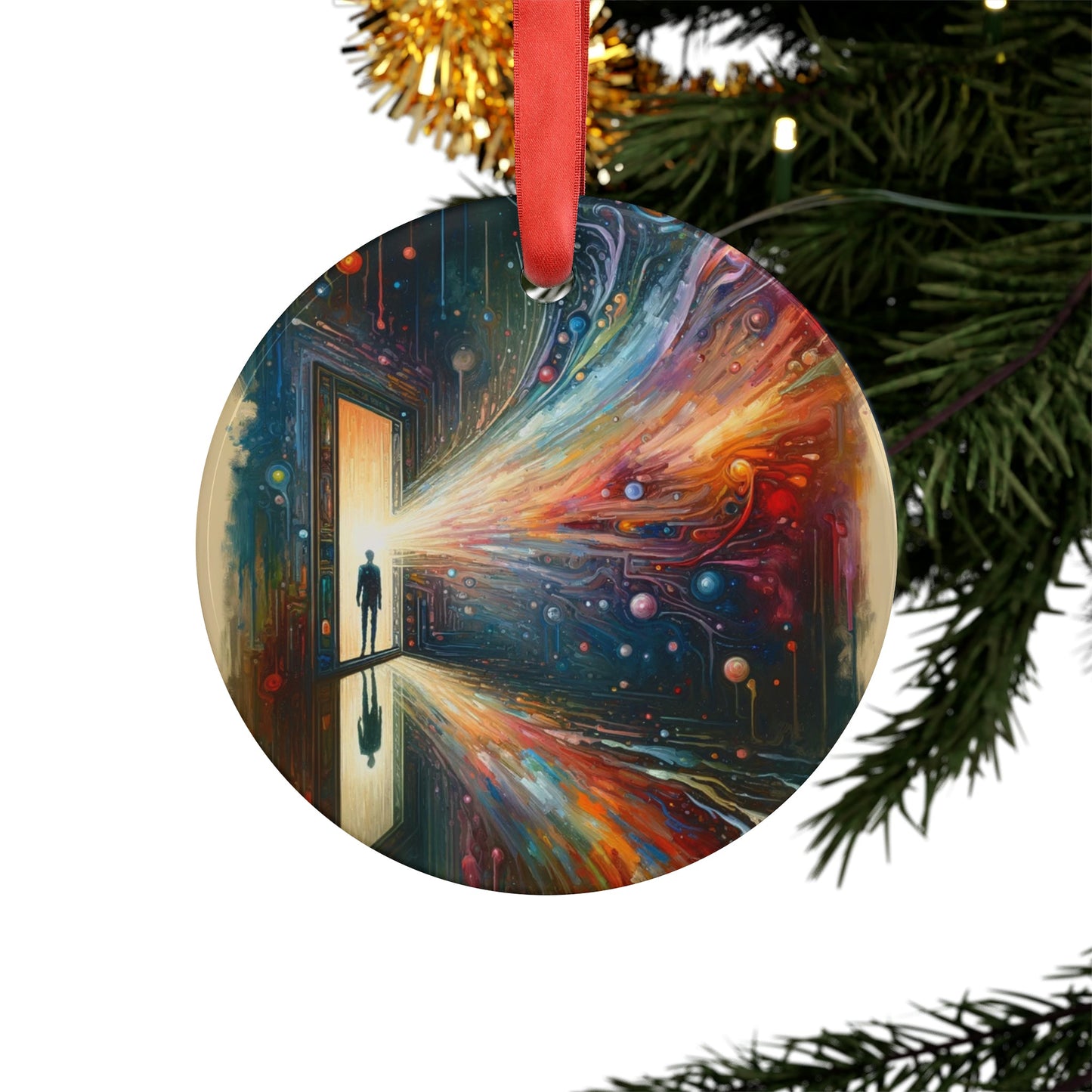 Mirror Wholeness Tachism Acrylic Ornament with Ribbon - ATUH.ART