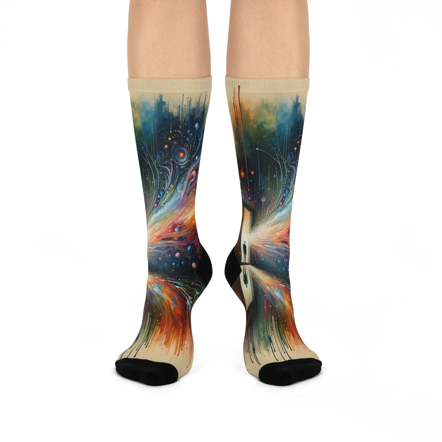 Mirror Wholeness Tachism Cushioned Crew Socks - ATUH.ART