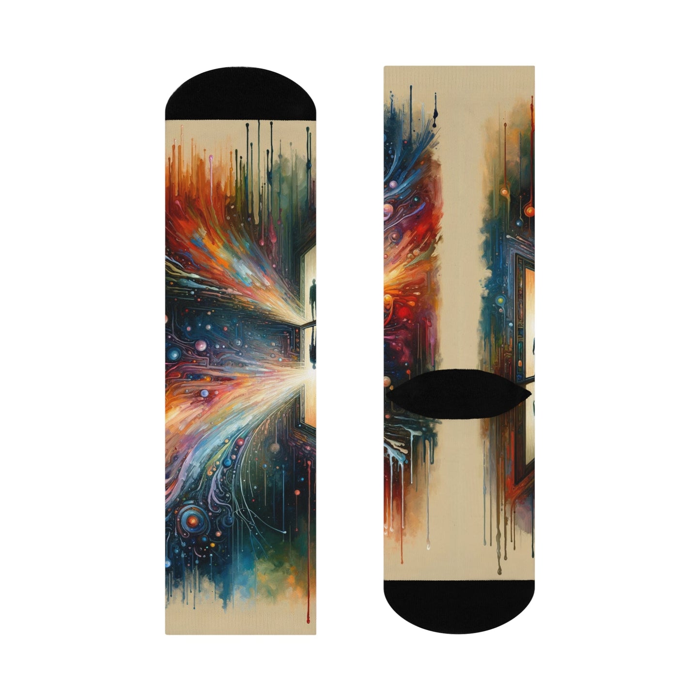 Mirror Wholeness Tachism Cushioned Crew Socks - ATUH.ART