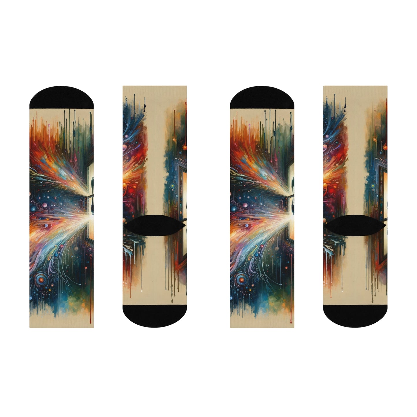 Mirror Wholeness Tachism Cushioned Crew Socks - ATUH.ART