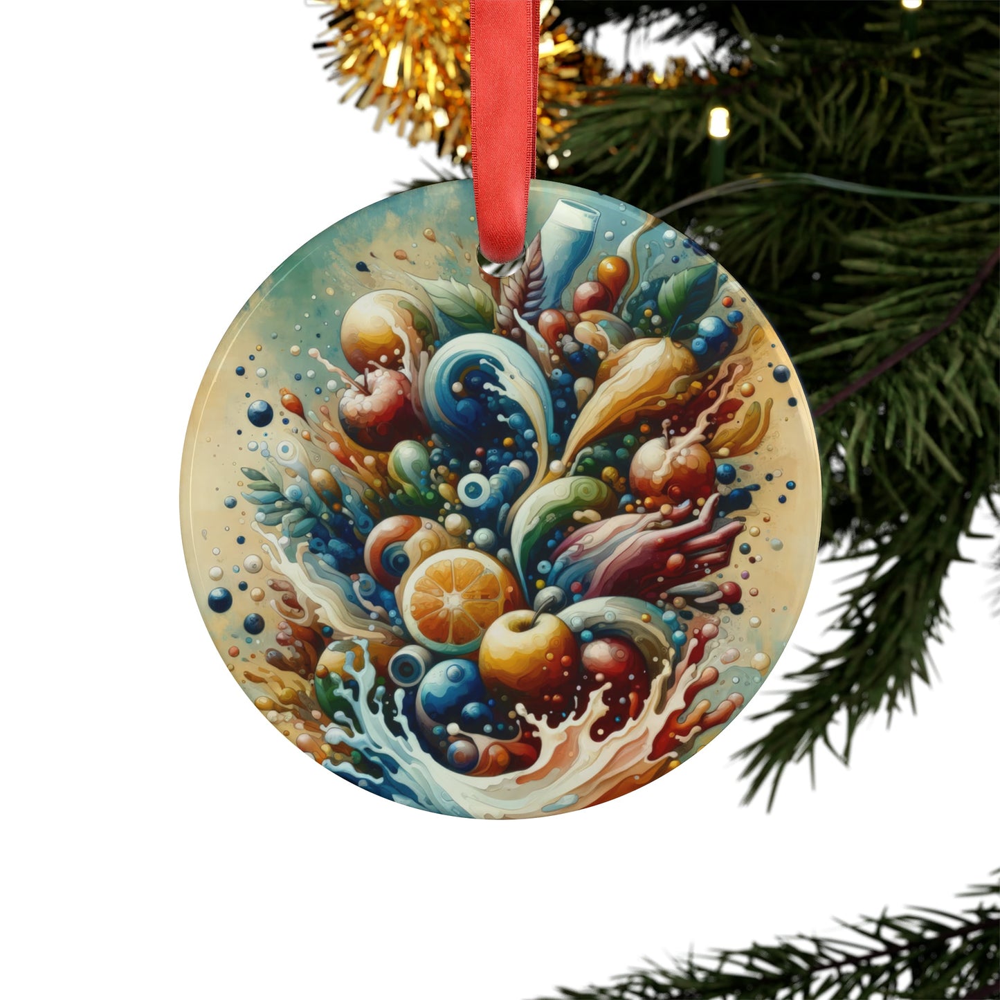 Nourishing Tachism Symphony Acrylic Ornament with Ribbon - ATUH.ART