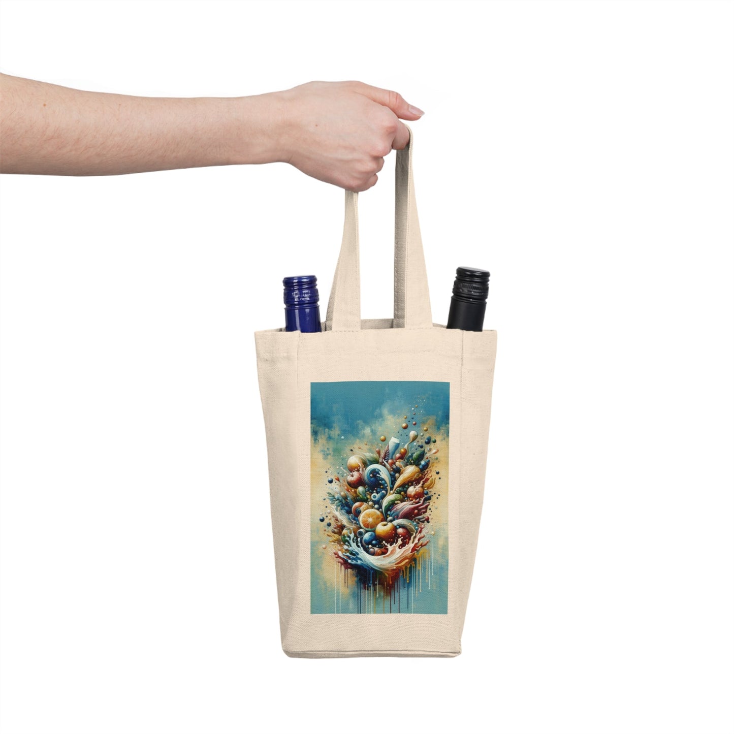 Nourishing Tachism Symphony Double Wine Tote Bag - ATUH.ART