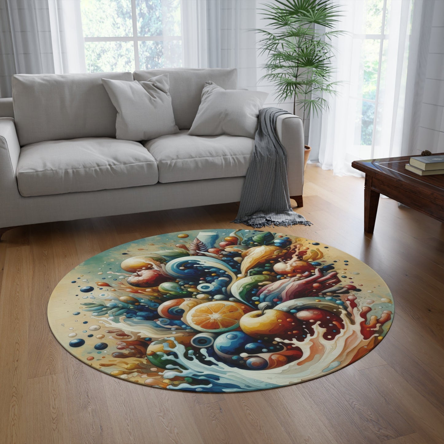 Nourishing Tachism Symphony Round Rug - ATUH.ART