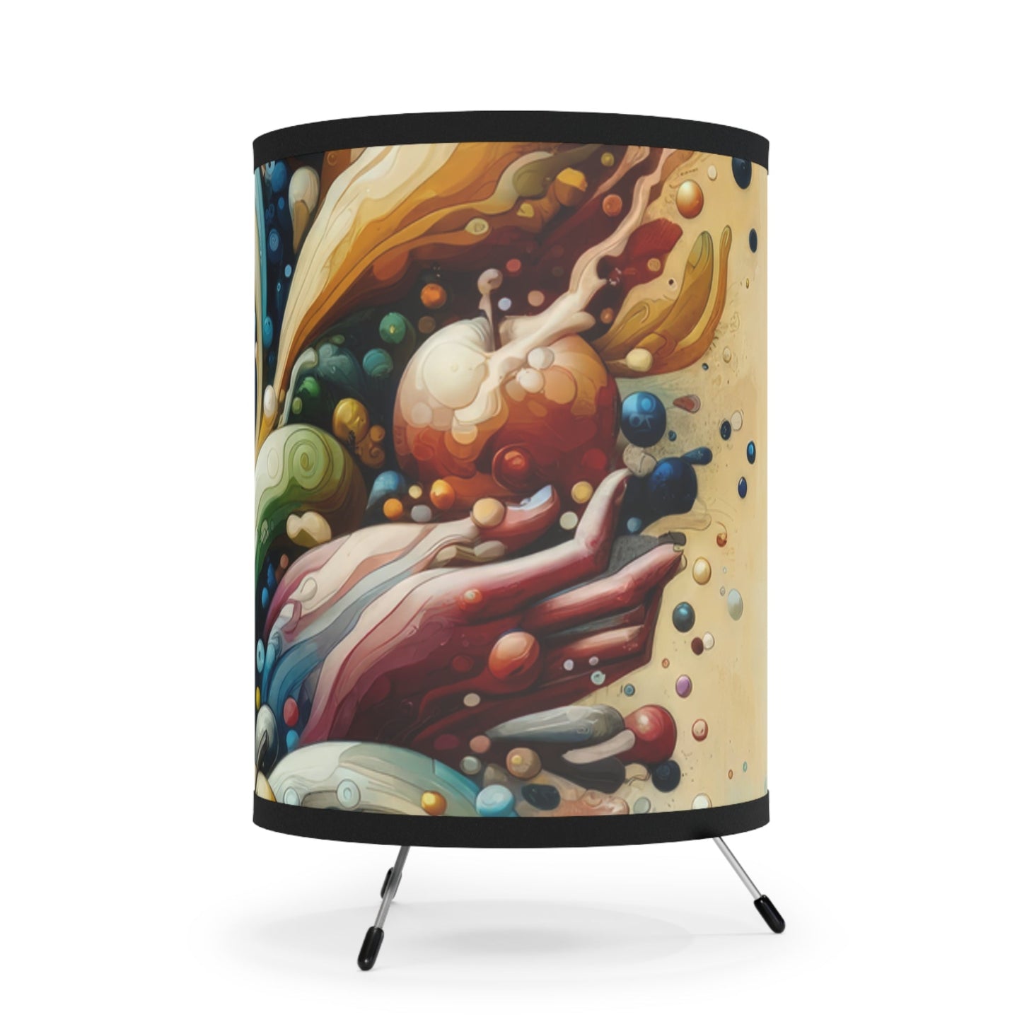 Nourishing Tachism Symphony Tripod Lamp with High-Res Printed Shade, US\CA plug - ATUH.ART