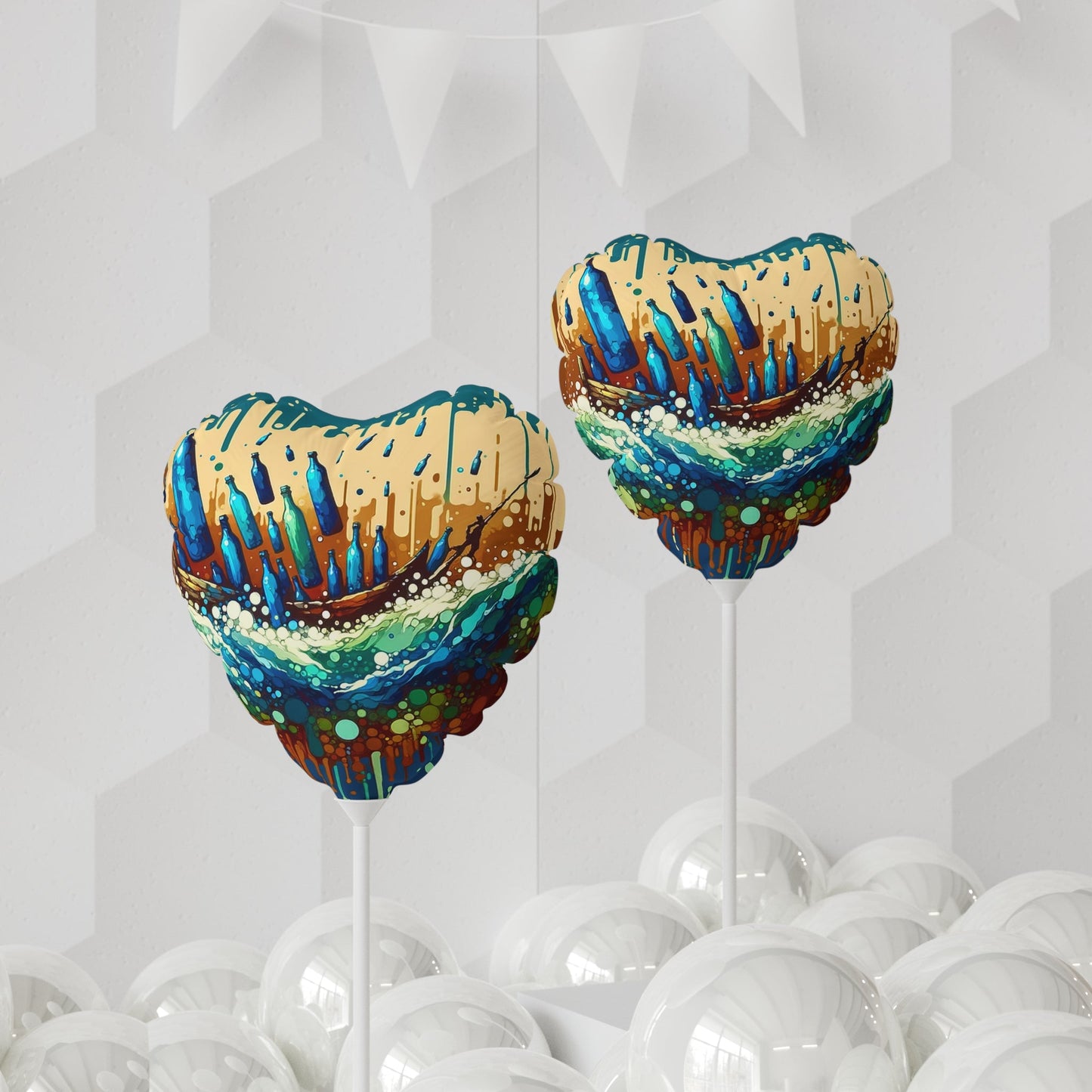 Oceanic Bottle Rescue Balloon (Round and Heart-shaped), 11" - ATUH.ART