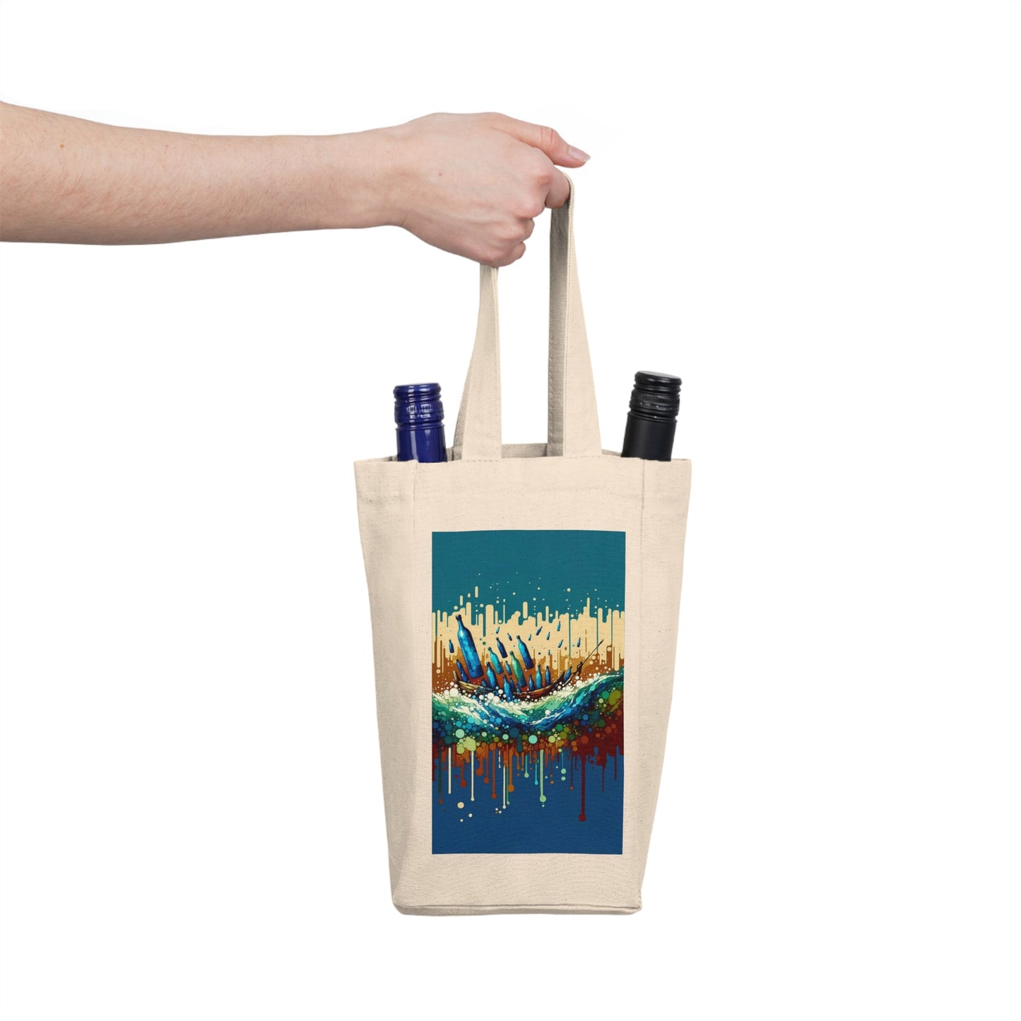 Oceanic Bottle Rescue Double Wine Tote Bag - ATUH.ART