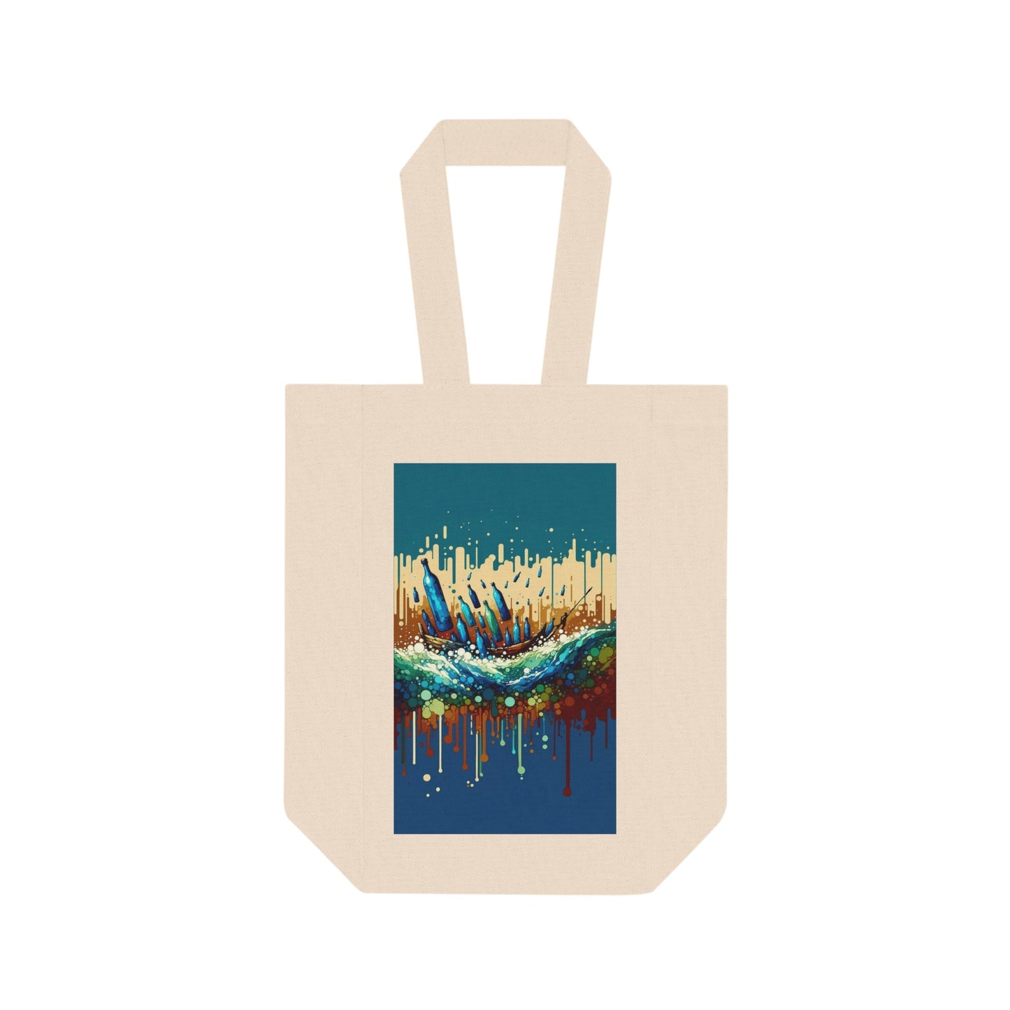 Oceanic Bottle Rescue Double Wine Tote Bag - ATUH.ART