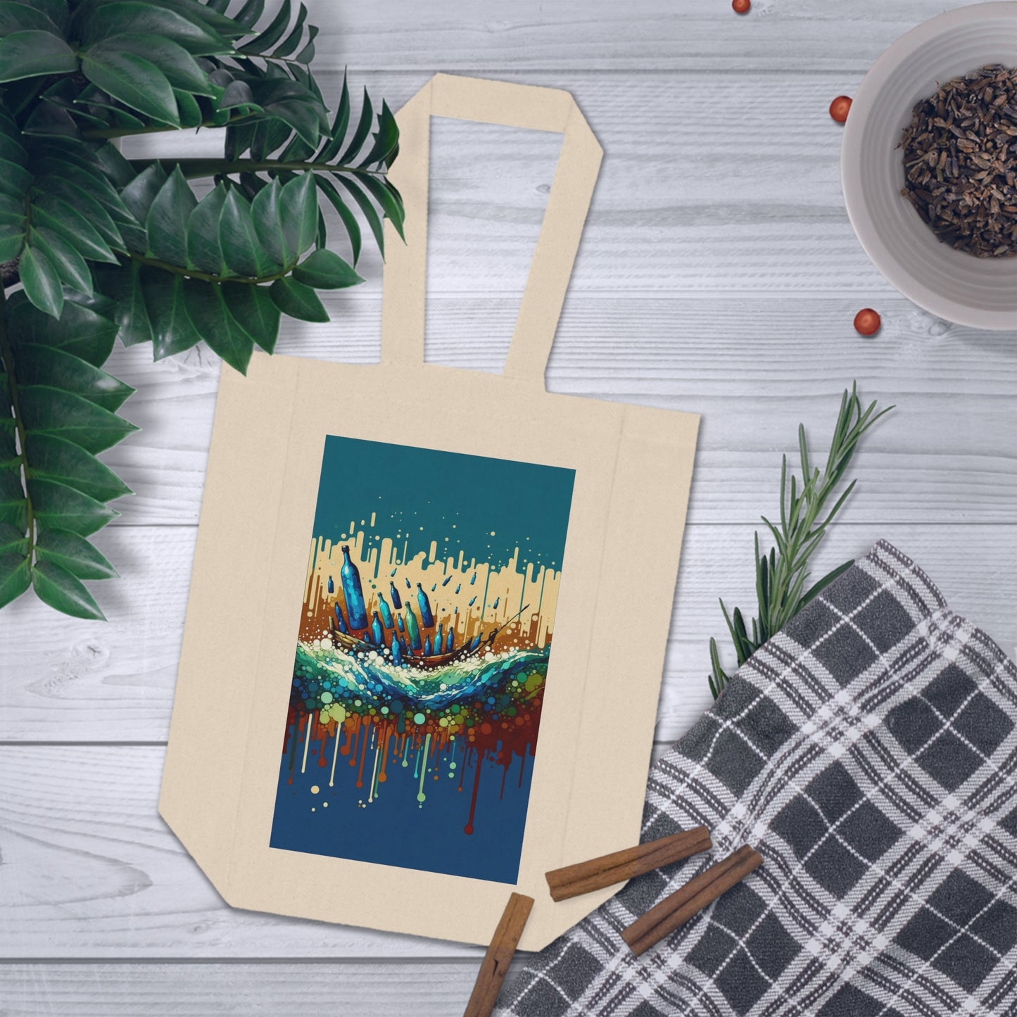 Oceanic Bottle Rescue Double Wine Tote Bag - ATUH.ART