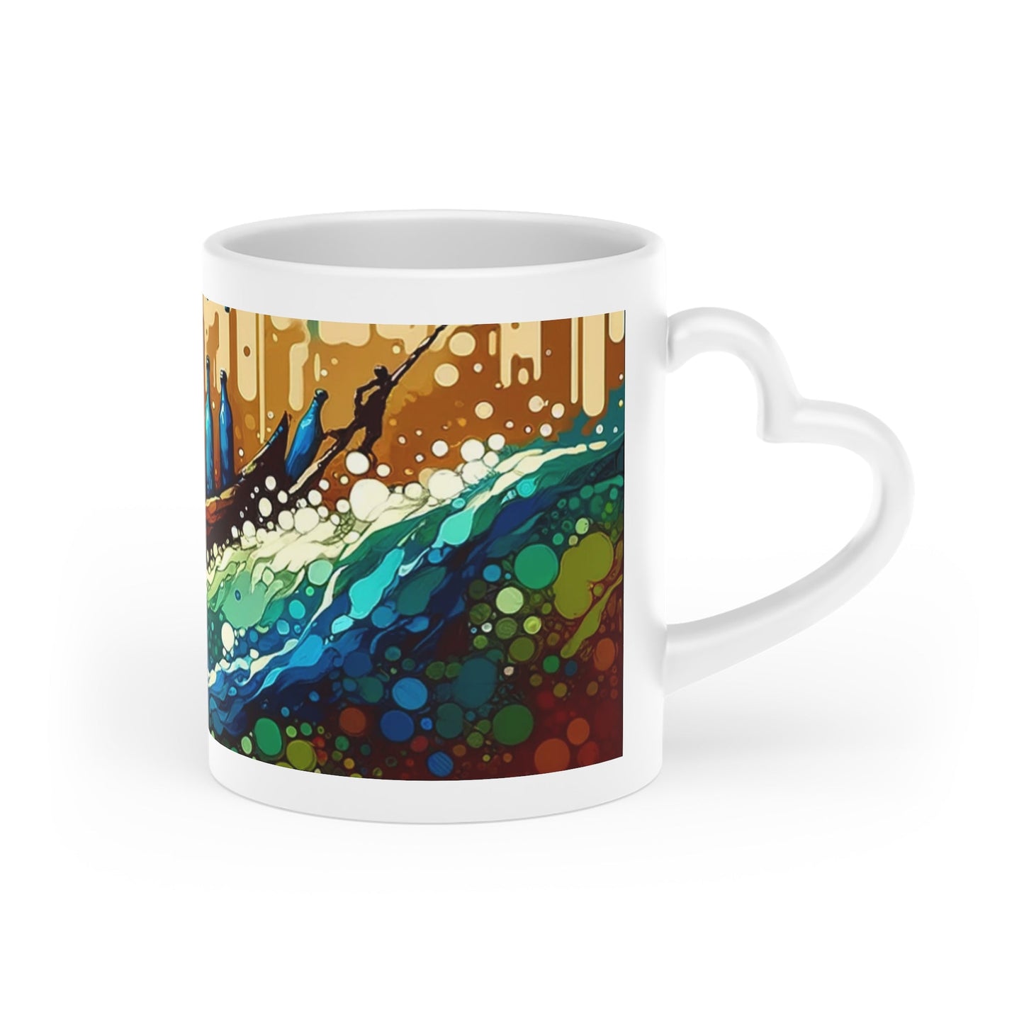 Oceanic Bottle Rescue Heart-Shaped Mug - ATUH.ART