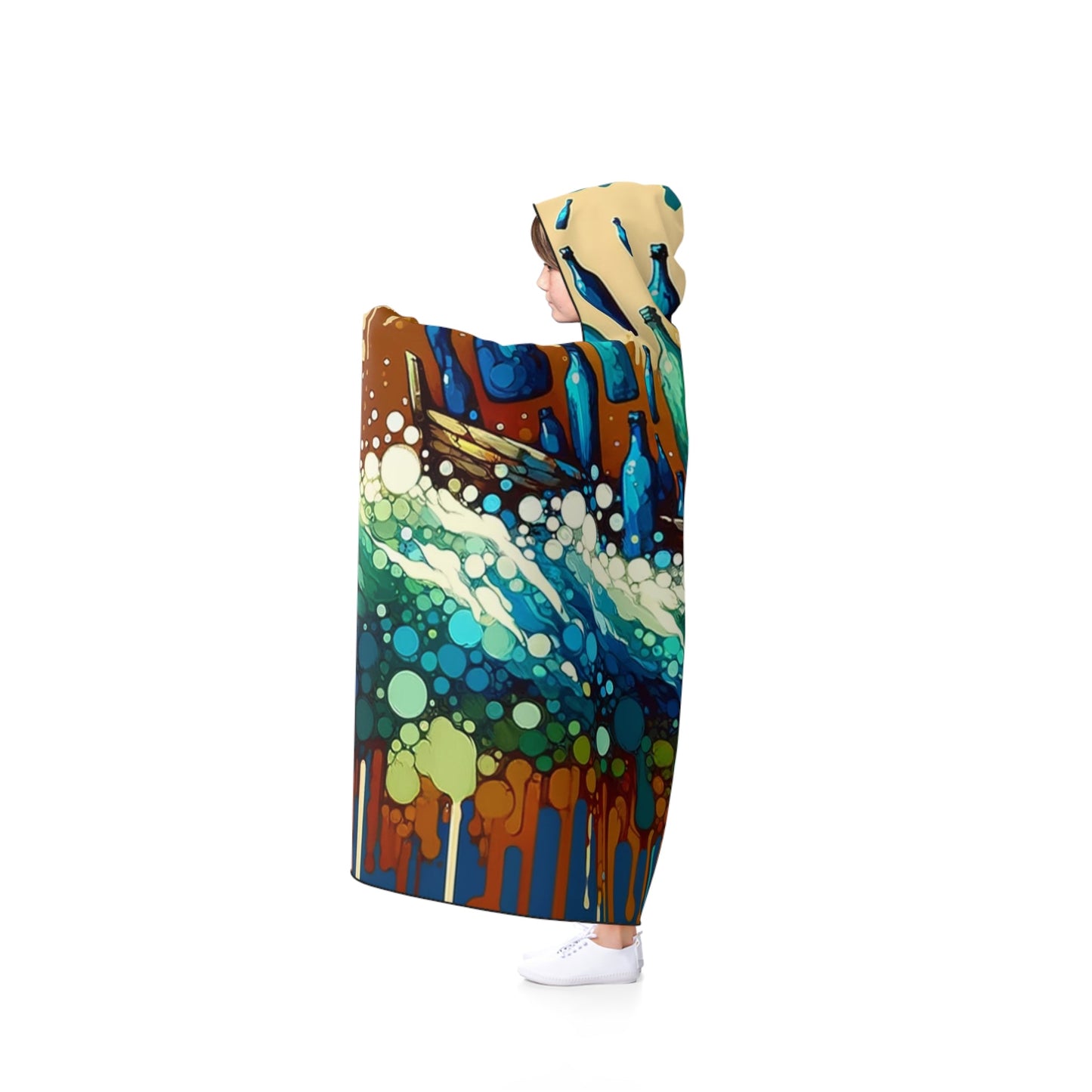 Oceanic Bottle Rescue Hooded Blanket - ATUH.ART
