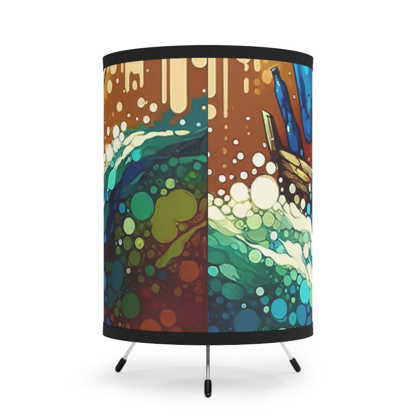 Oceanic Bottle Rescue Tripod Lamp with High-Res Printed Shade, US\CA plug - ATUH.ART