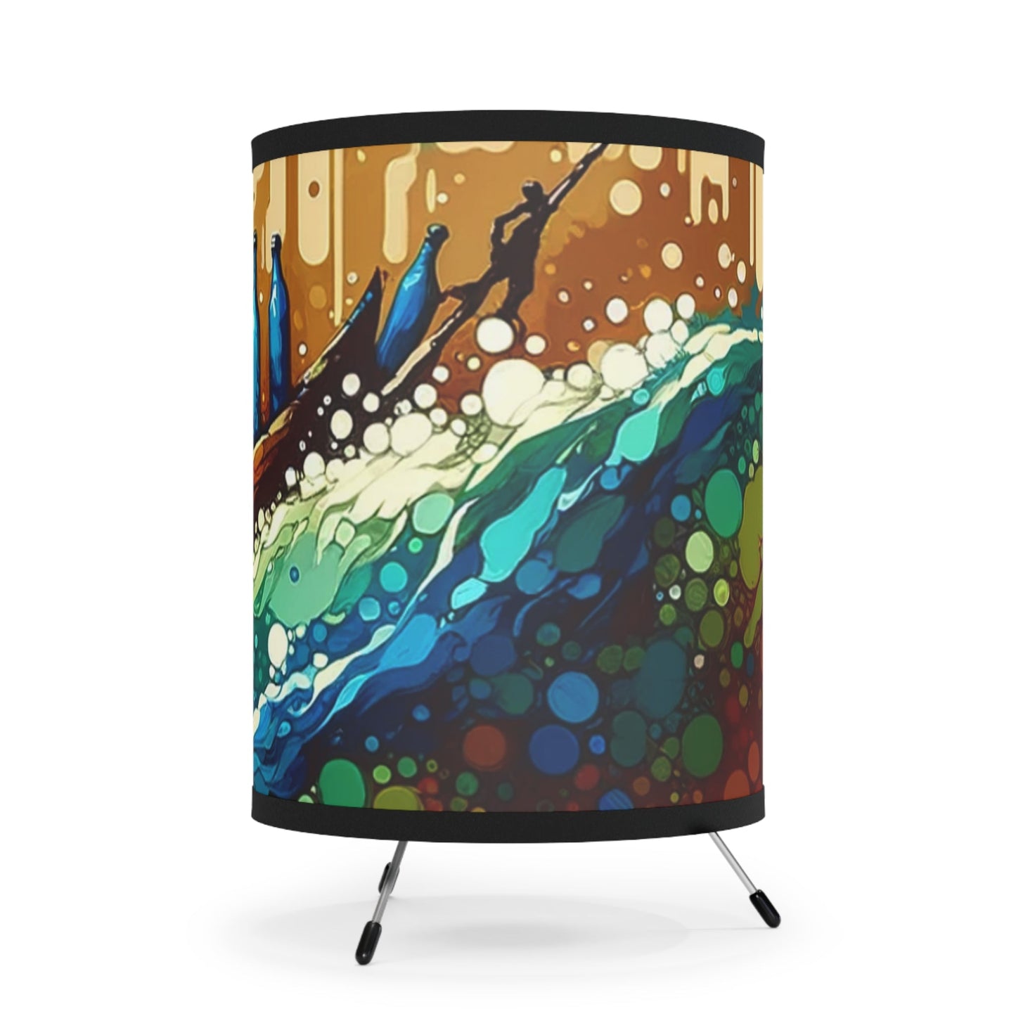 Oceanic Bottle Rescue Tripod Lamp with High-Res Printed Shade, US\CA plug - ATUH.ART