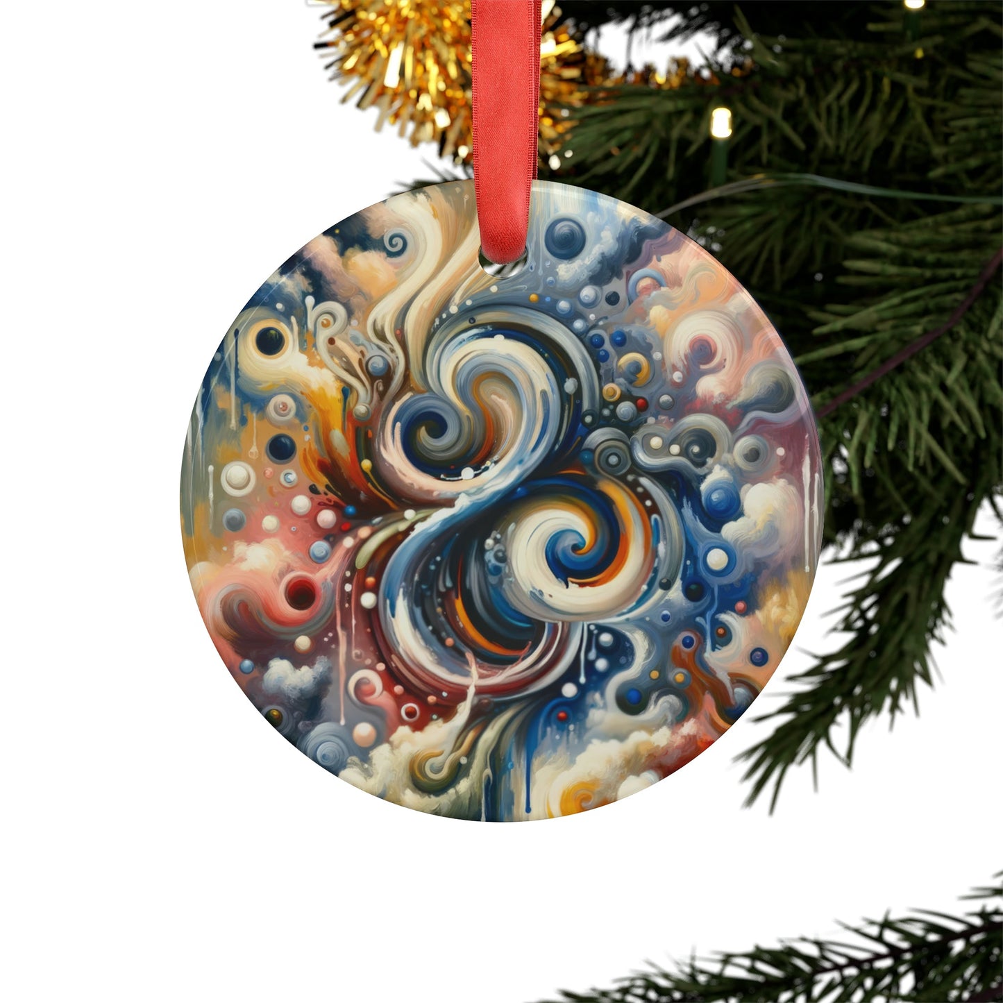 Paradoxical Embrace Tachism Acrylic Ornament with Ribbon - ATUH.ART