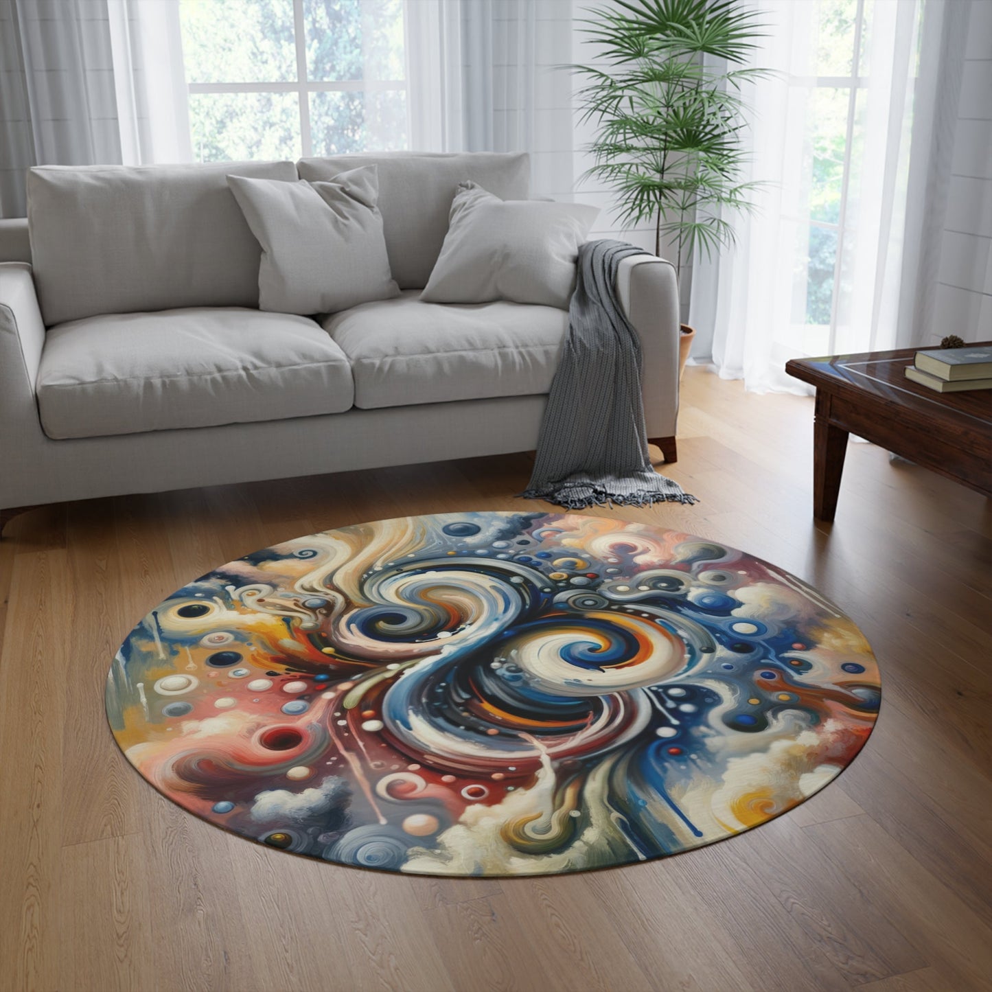 Paradoxical Embrace Tachism Round Rug - ATUH.ART