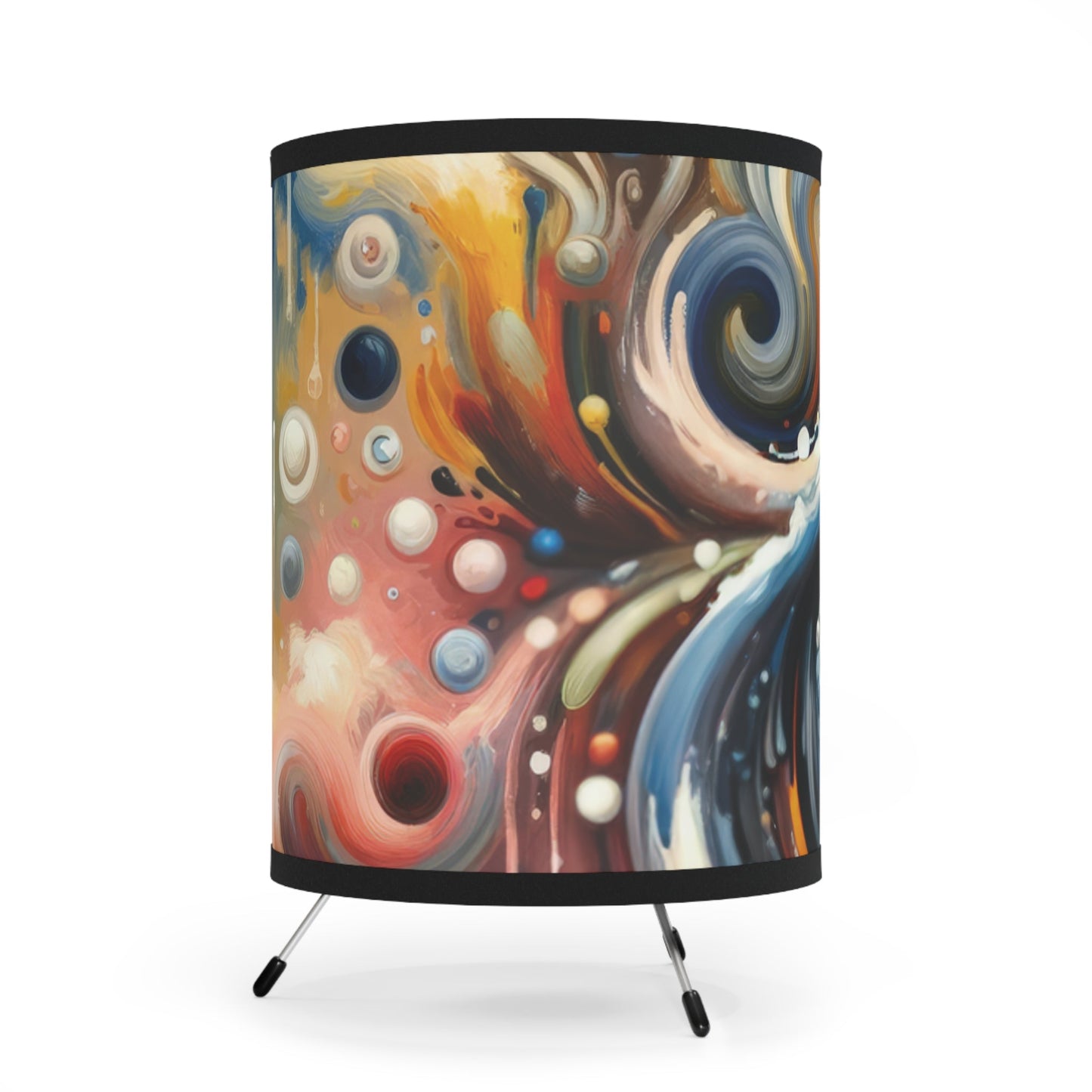 Paradoxical Embrace Tachism Tripod Lamp with High-Res Printed Shade, US\CA plug - ATUH.ART