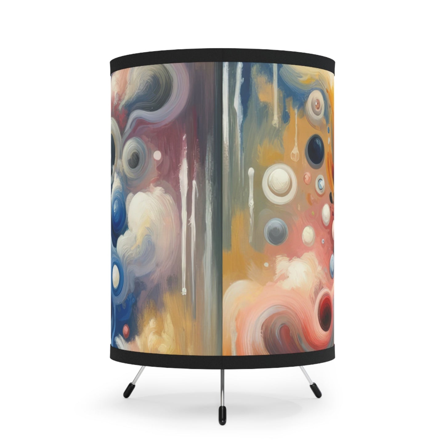 Paradoxical Embrace Tachism Tripod Lamp with High-Res Printed Shade, US\CA plug - ATUH.ART