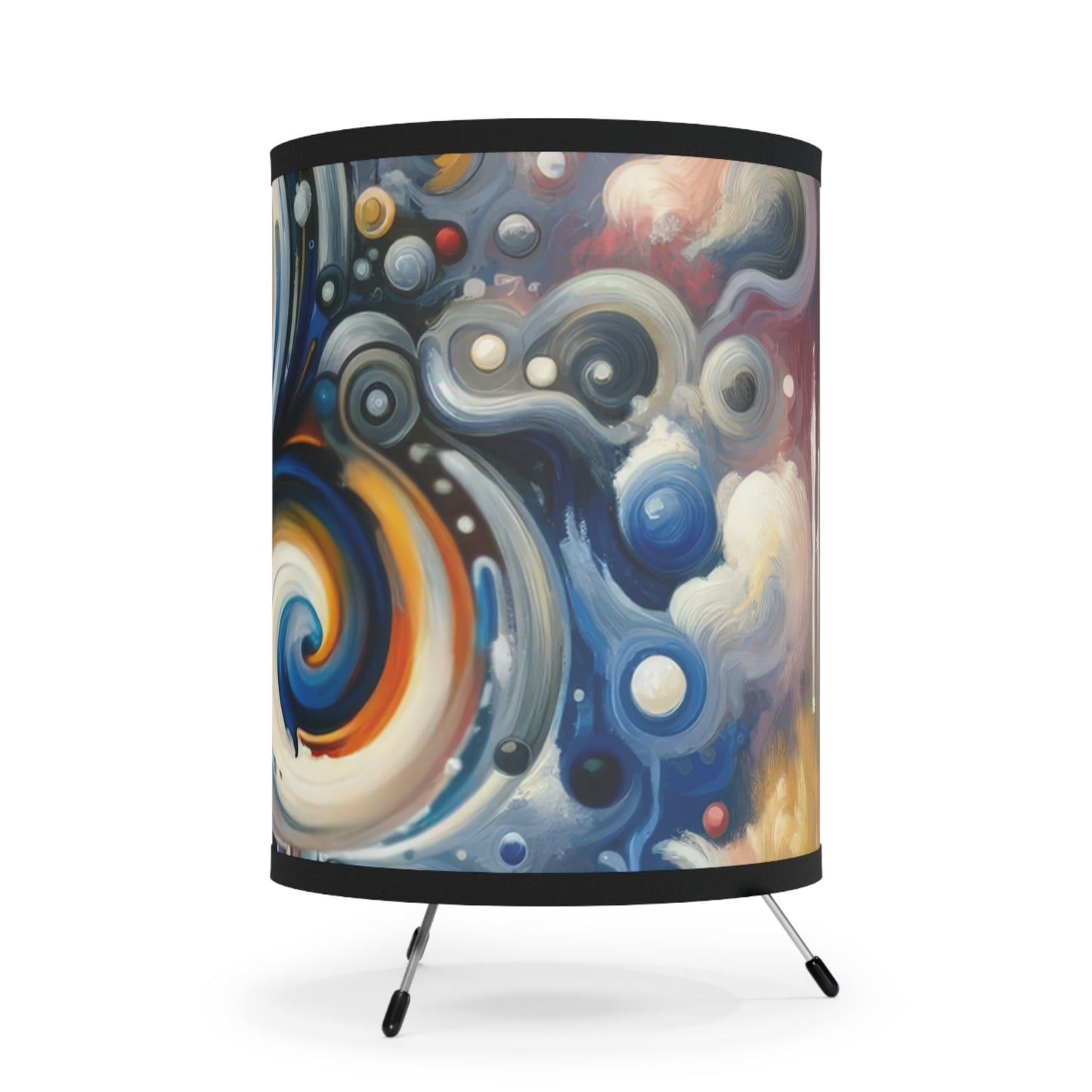 Paradoxical Embrace Tachism Tripod Lamp with High-Res Printed Shade, US\CA plug - ATUH.ART
