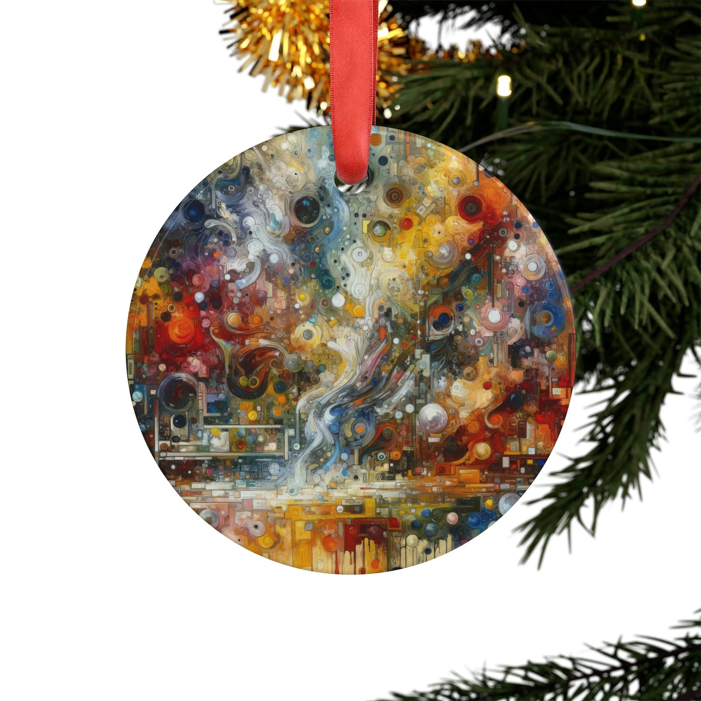 Perception Mosaic Abstract Acrylic Ornament with Ribbon - ATUH.ART