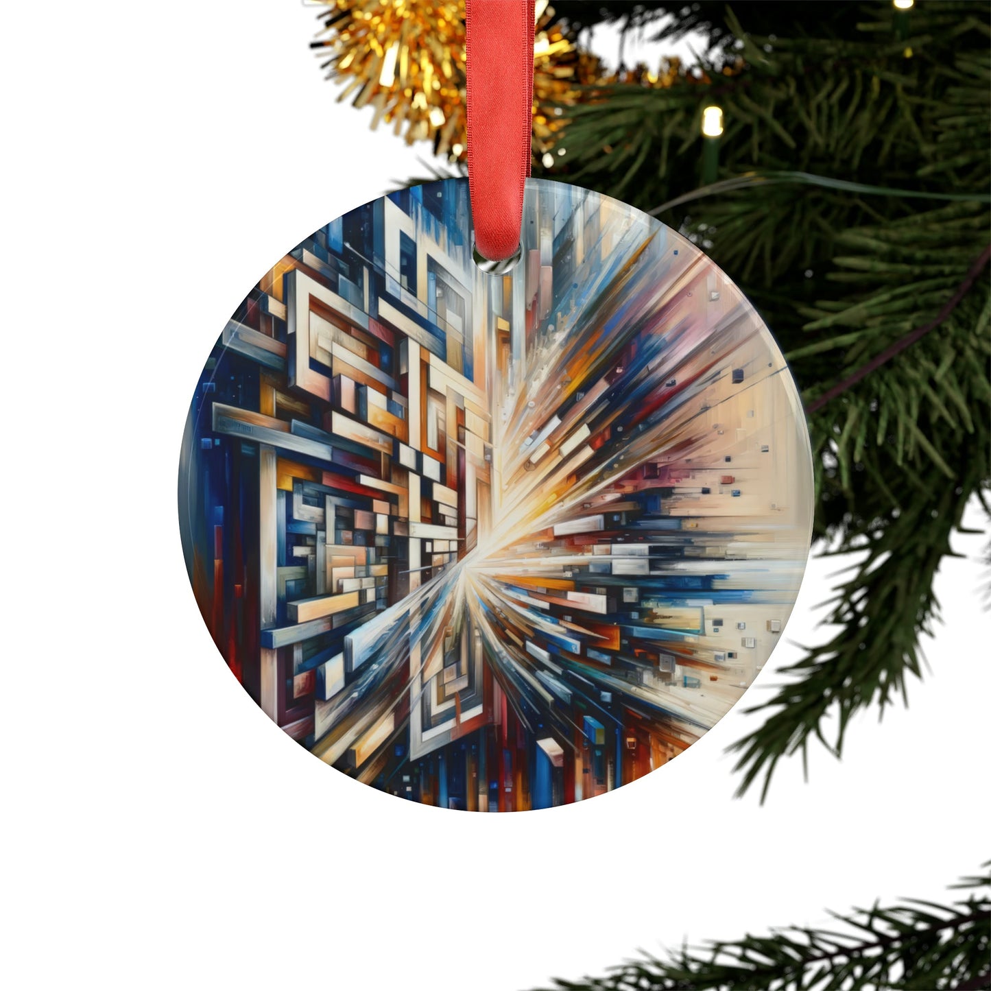 Pieces Unifying Focus Acrylic Ornament with Ribbon - ATUH.ART