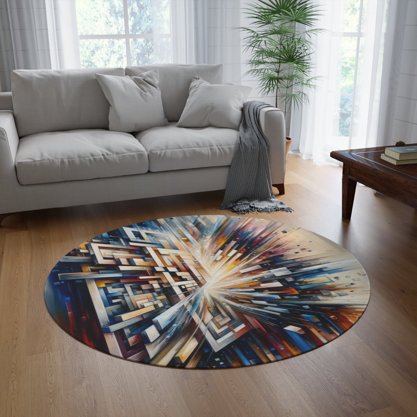 Pieces Unifying Focus Round Rug - ATUH.ART