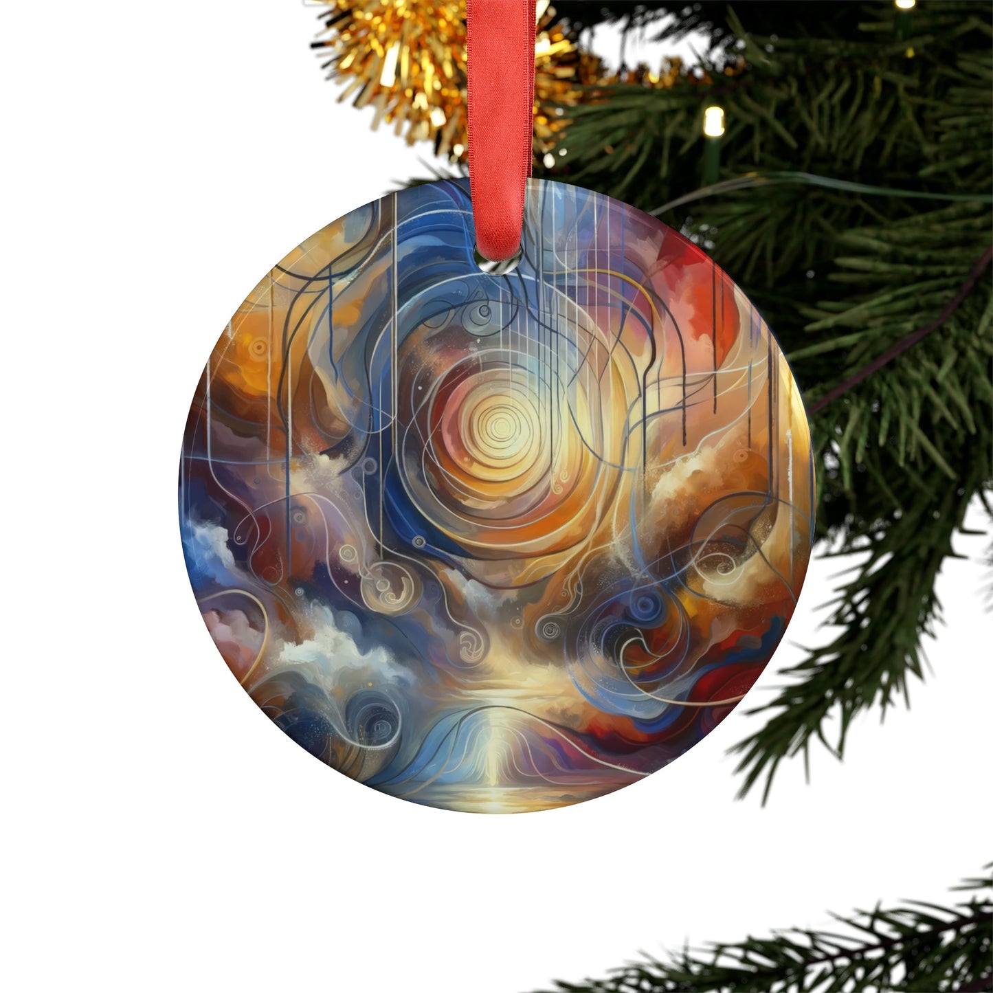 Presence Anchored Tachism Acrylic Ornament with Ribbon - ATUH.ART