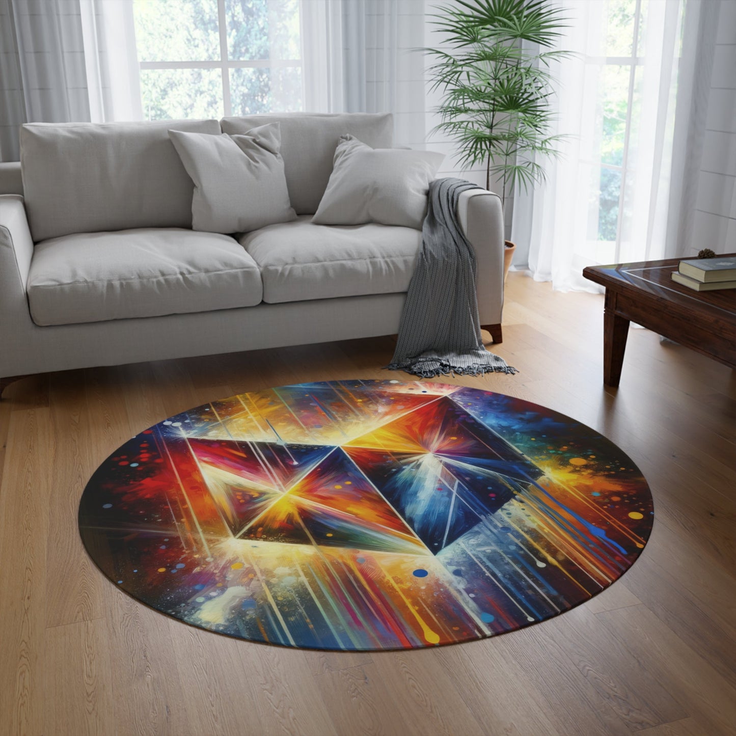 Prismatic Light Spectrum Round Rug - ATUH.ART