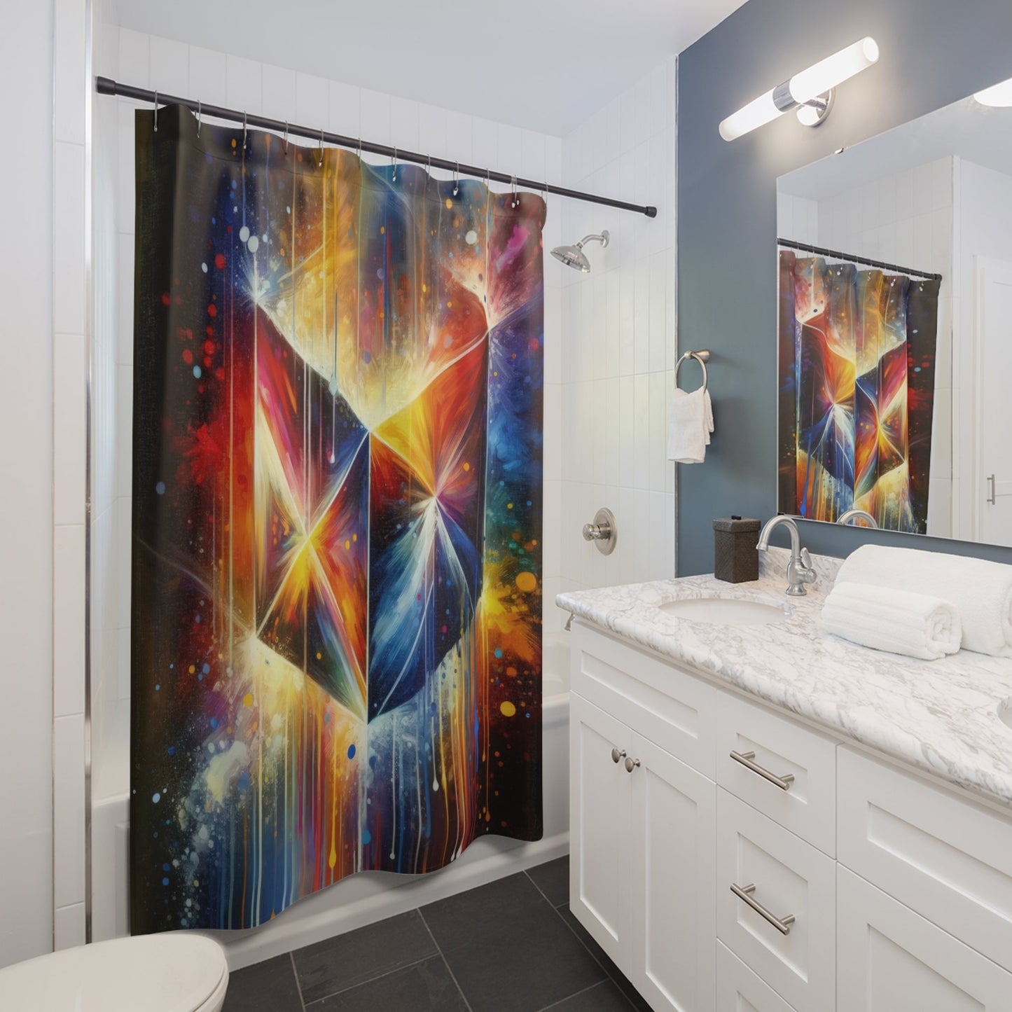 Prismatic Light Spectrum Shower Curtains - ATUH.ART