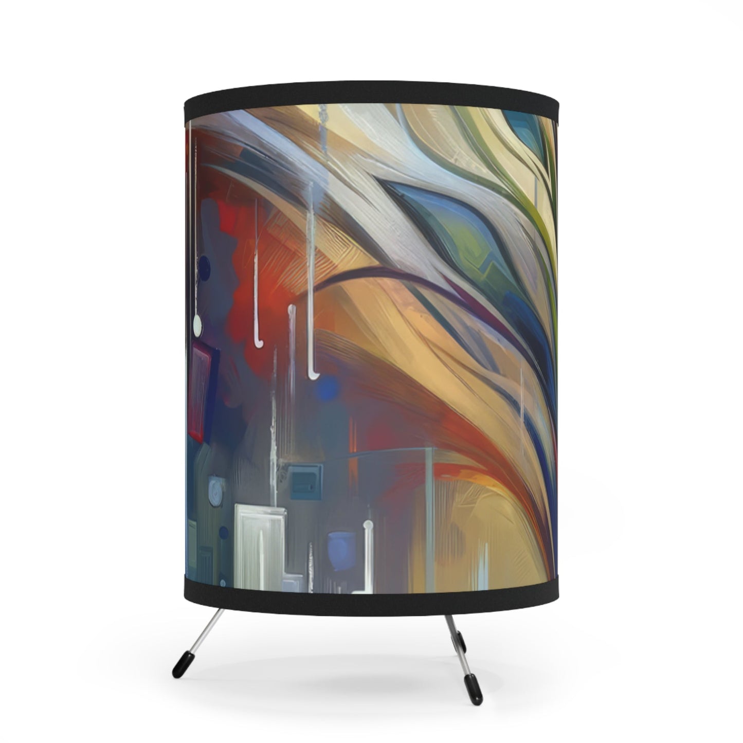 Pruning Distraction Tachism Tripod Lamp with High-Res Printed Shade, US\CA plug - ATUH.ART