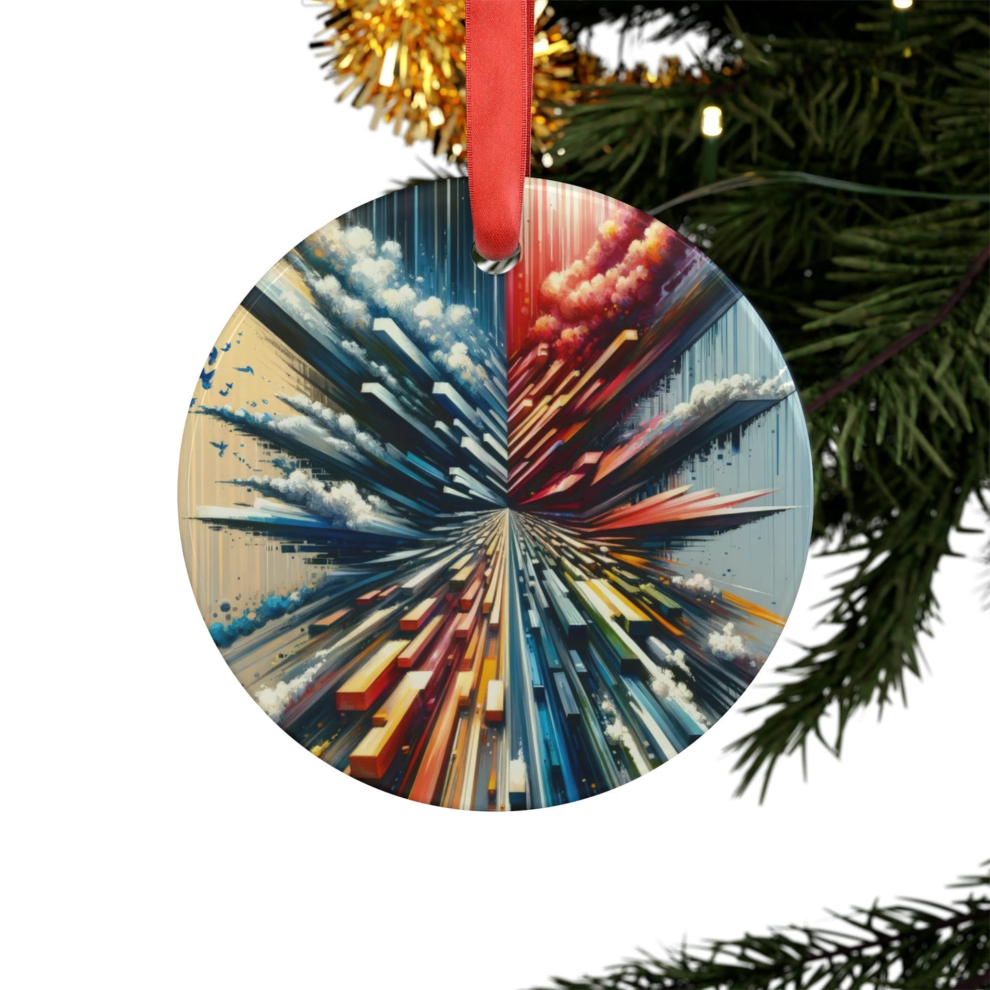 Rapid Perspective Shift Acrylic Ornament with Ribbon - ATUH.ART