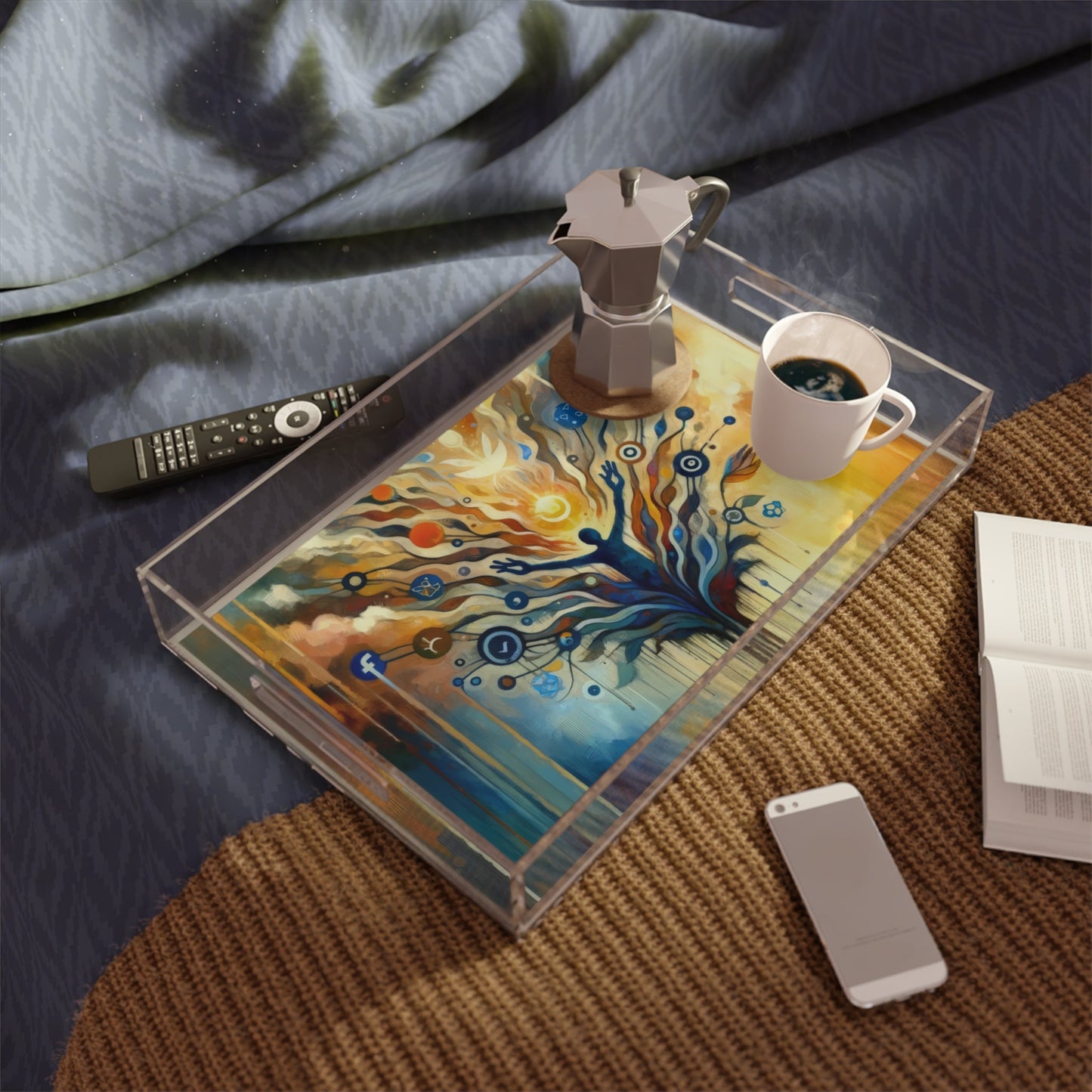 Reflective Digital Meditation Acrylic Serving Tray - ATUH.ART