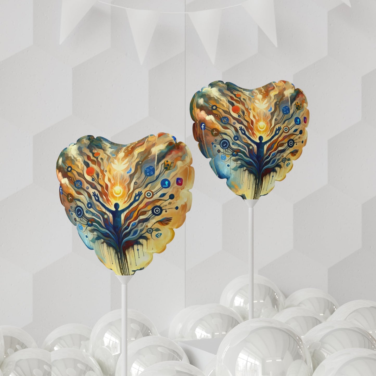 Reflective Digital Meditation Balloon (Round and Heart-shaped), 11" - ATUH.ART