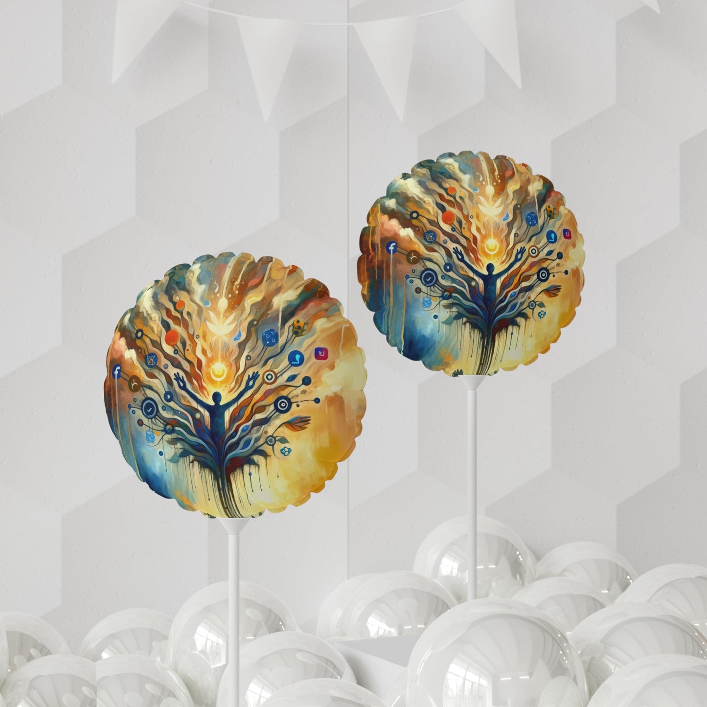 Reflective Digital Meditation Balloon (Round and Heart-shaped), 11" - ATUH.ART