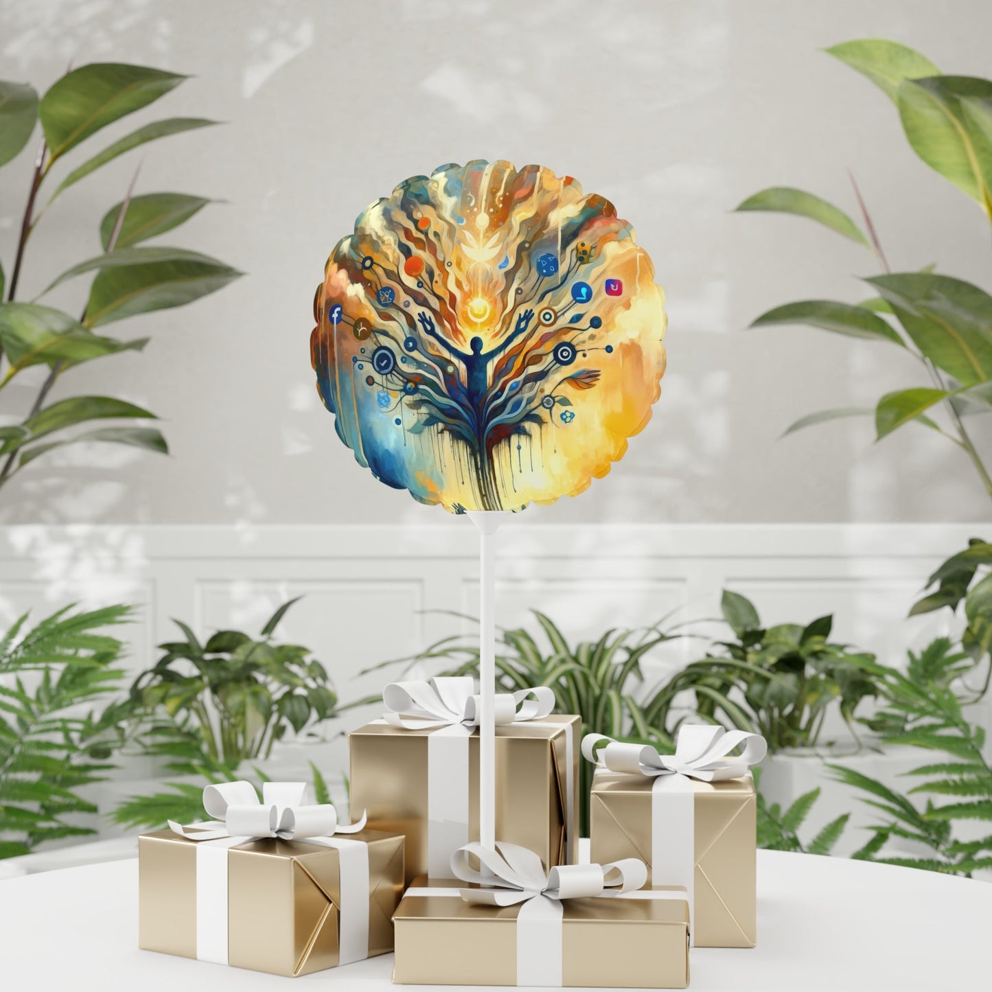 Reflective Digital Meditation Balloon (Round and Heart-shaped), 11" - ATUH.ART